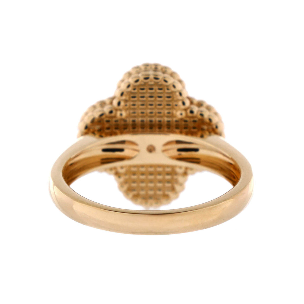 Vintage Alhambra Ring 18K Yellow Gold and Tiger Eye with Diamond