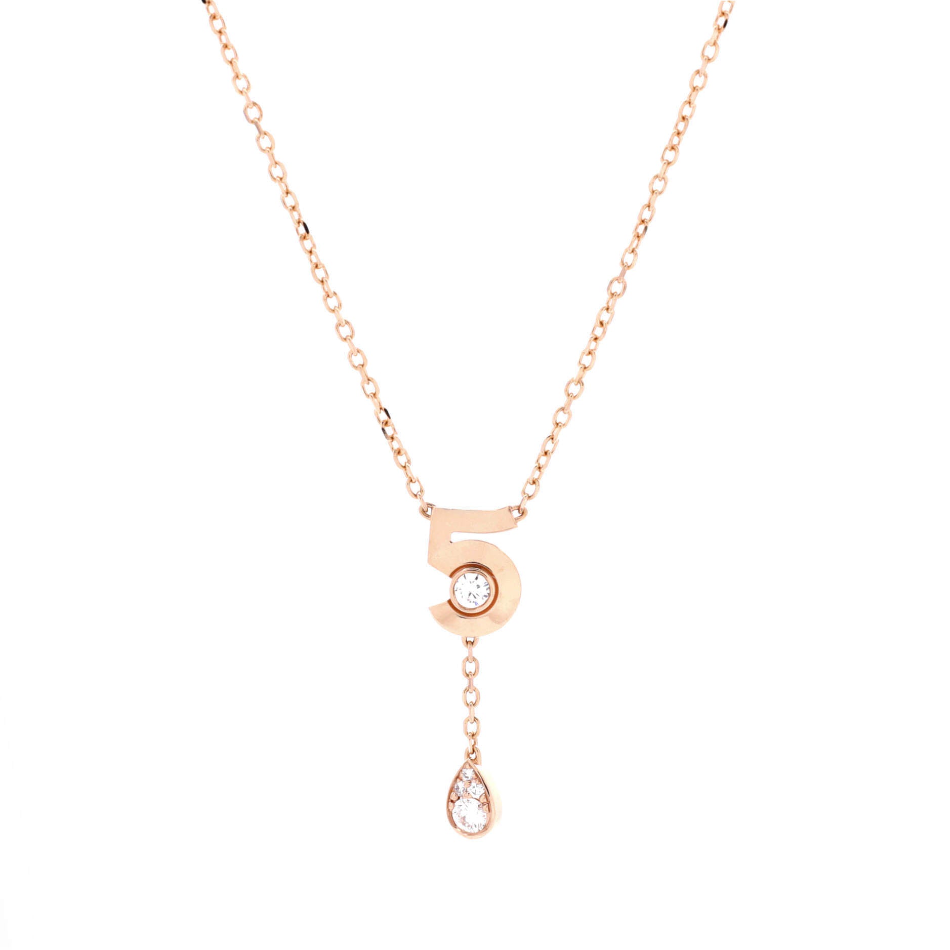 Extrait de No.5 Pendant Necklace 18K Beige Gold with Diamonds