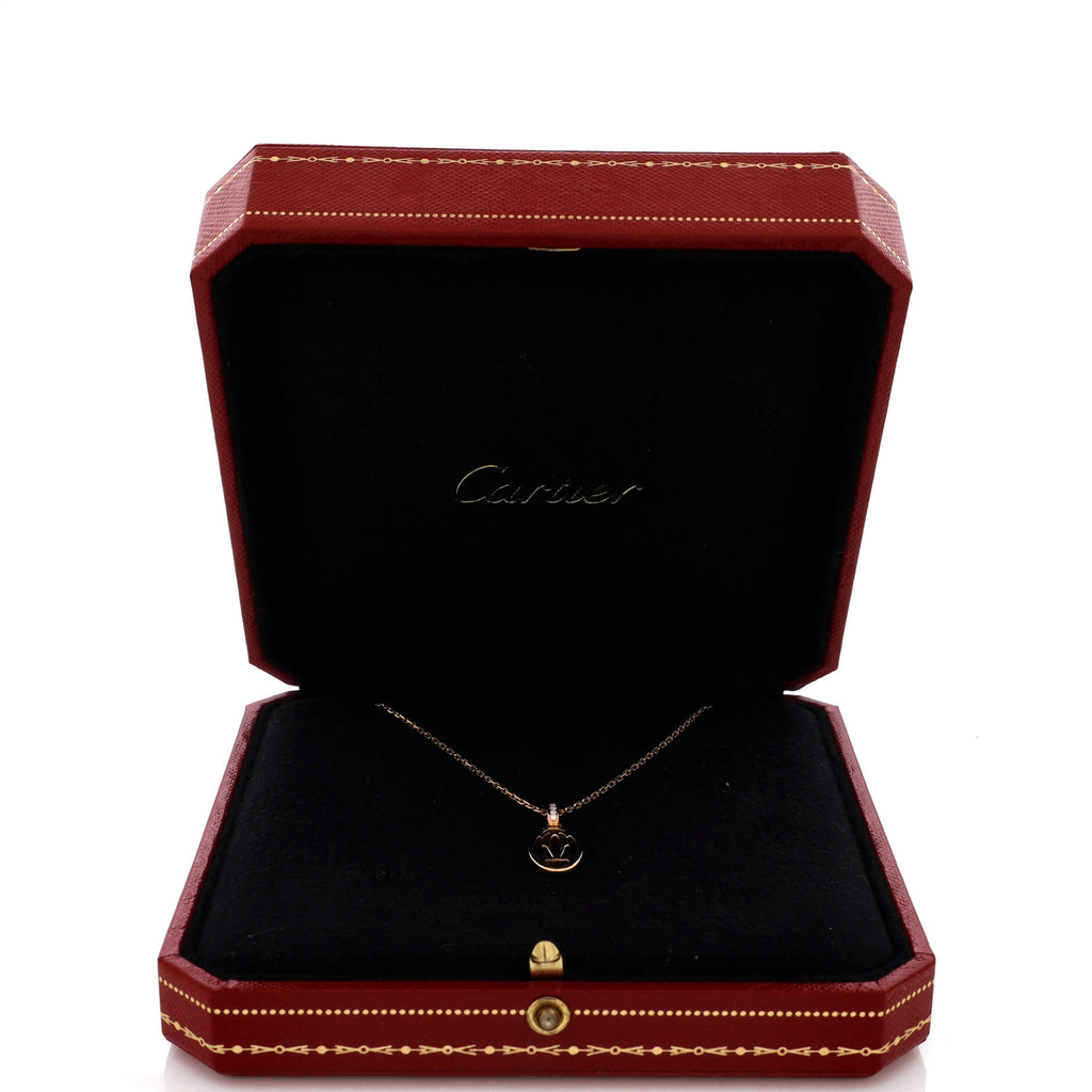 Logo Double C Pendant Necklace 18K Rose Gold with Diamonds