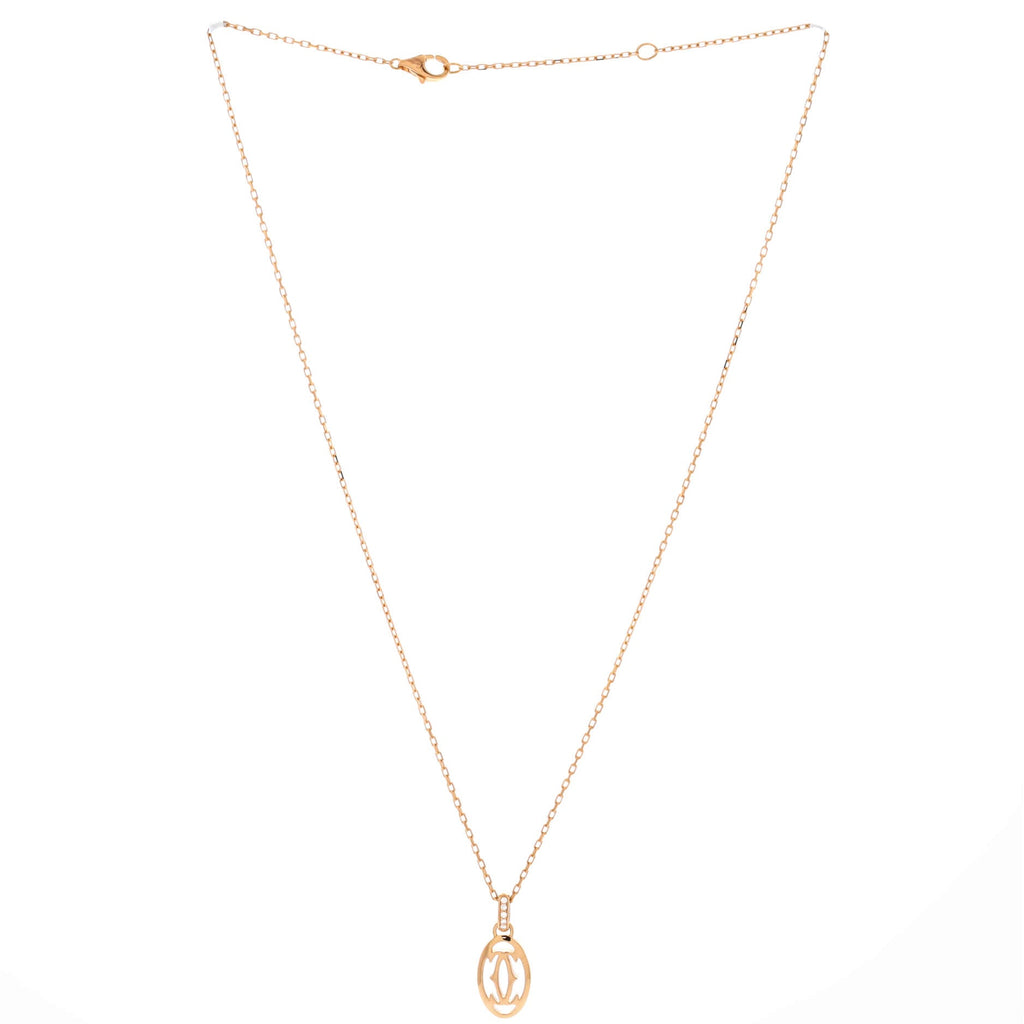 Logo Double C Pendant Necklace 18K Rose Gold with Diamonds