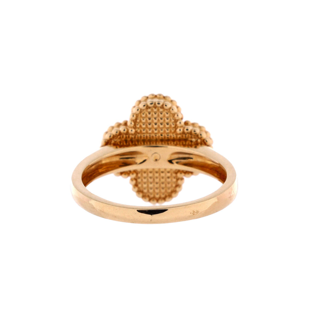 Vintage Alhambra Ring 18K Yellow Gold and Tiger Eye with Diamond