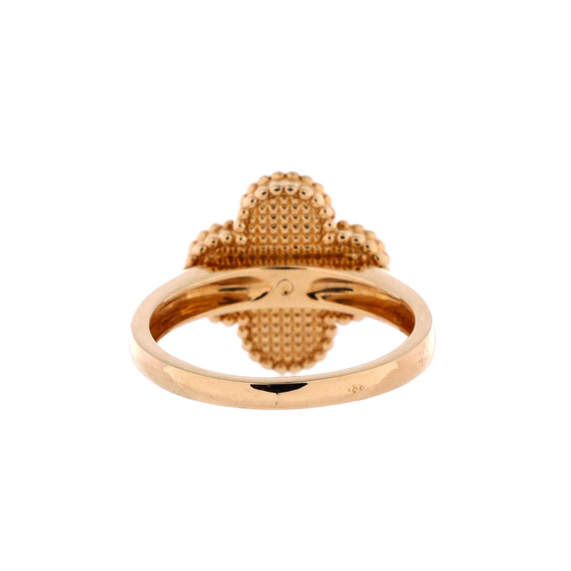 Vintage Alhambra Ring 18K Yellow Gold and Tiger Eye with Diamond