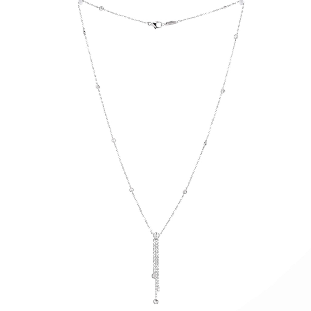 By The Yard Lavalier 14 Diamond Station Pendant Necklace Platinum with Diamonds