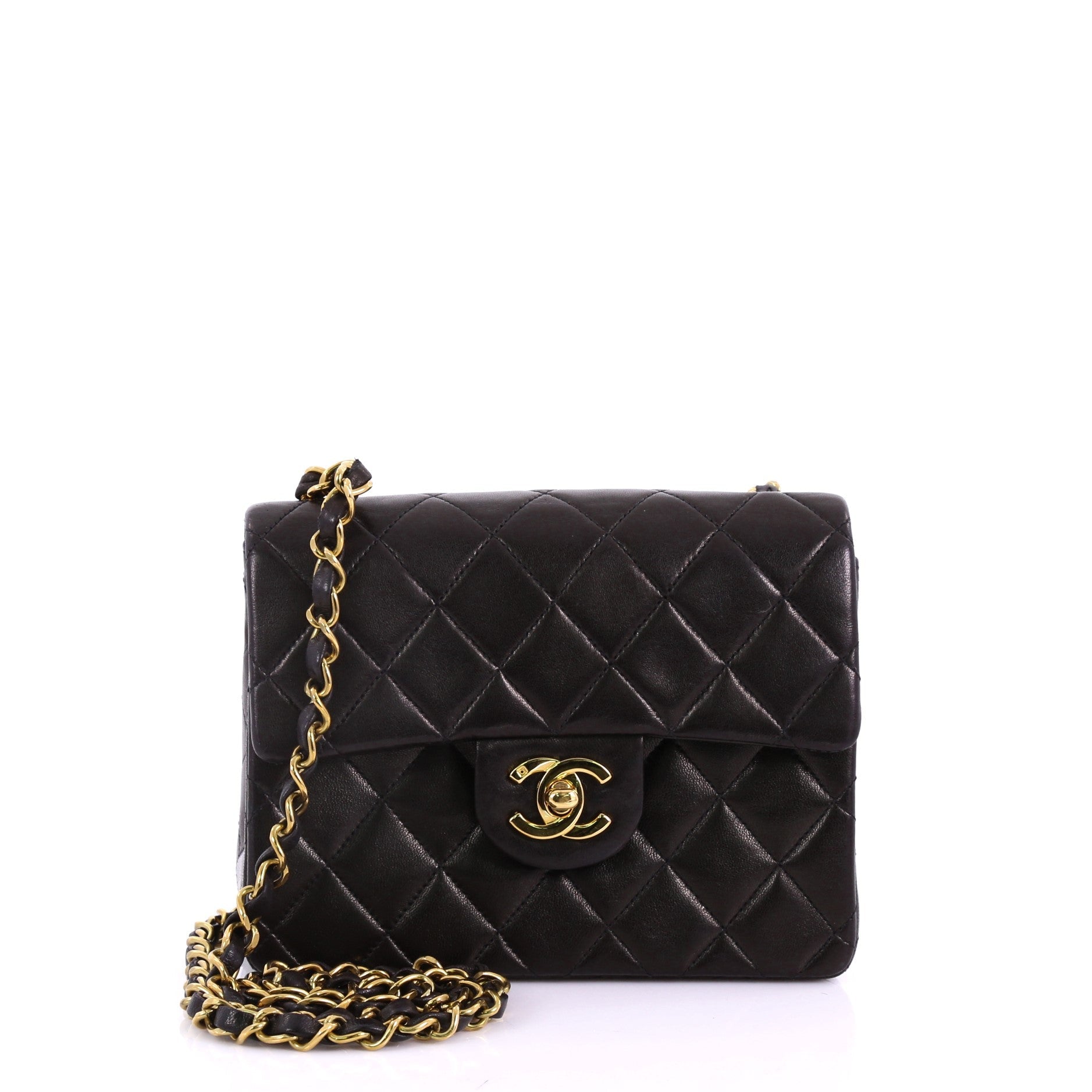Vintage Square Classic Single Flap Bag Quilted Lambskin Mini