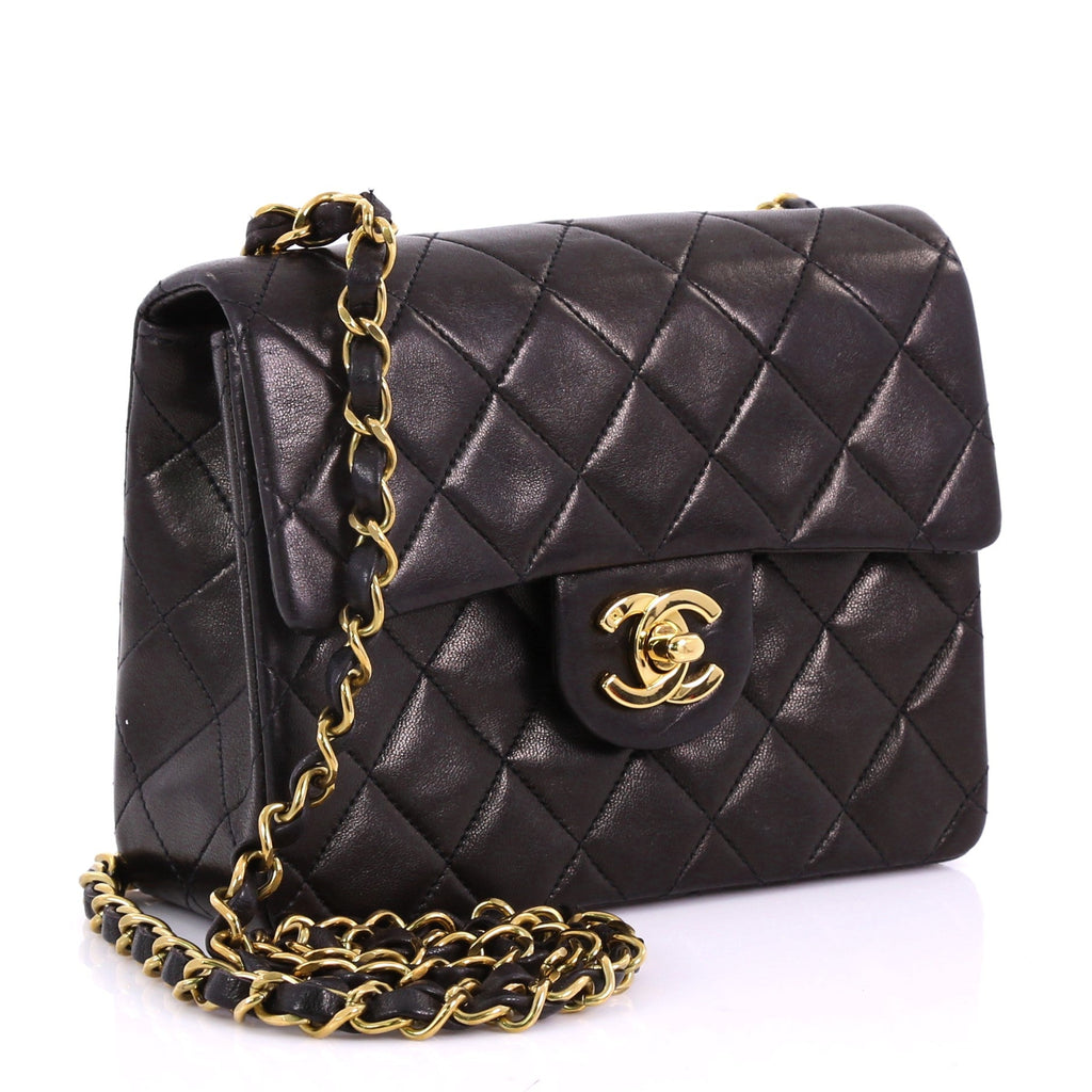 Vintage Square Classic Single Flap Bag Quilted Lambskin Mini