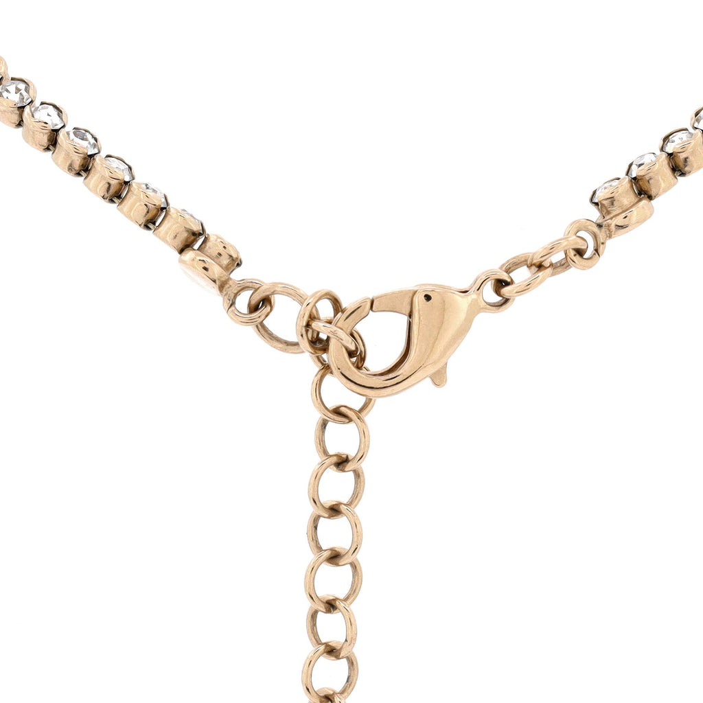 CC Round Button Choker Necklace Metal with Crystals