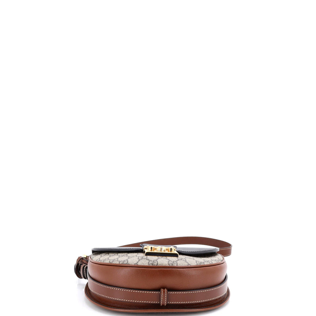 Padlock Saddle Shoulder Bag GG Coated Canvas and Leather Small
