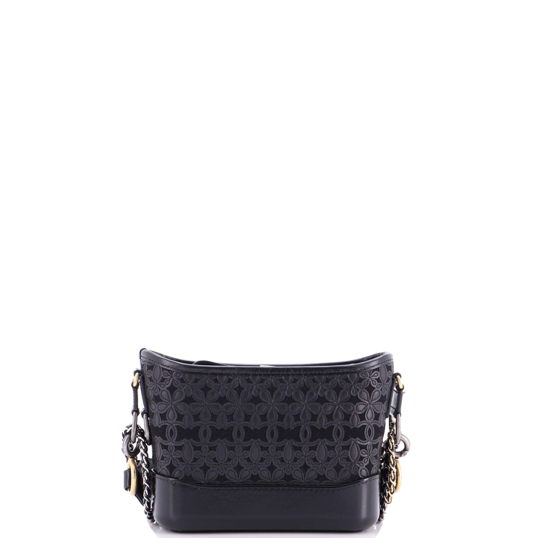 Gabrielle Hobo with Logo Handle Laser Cut Calfskin and Wool Felt Small