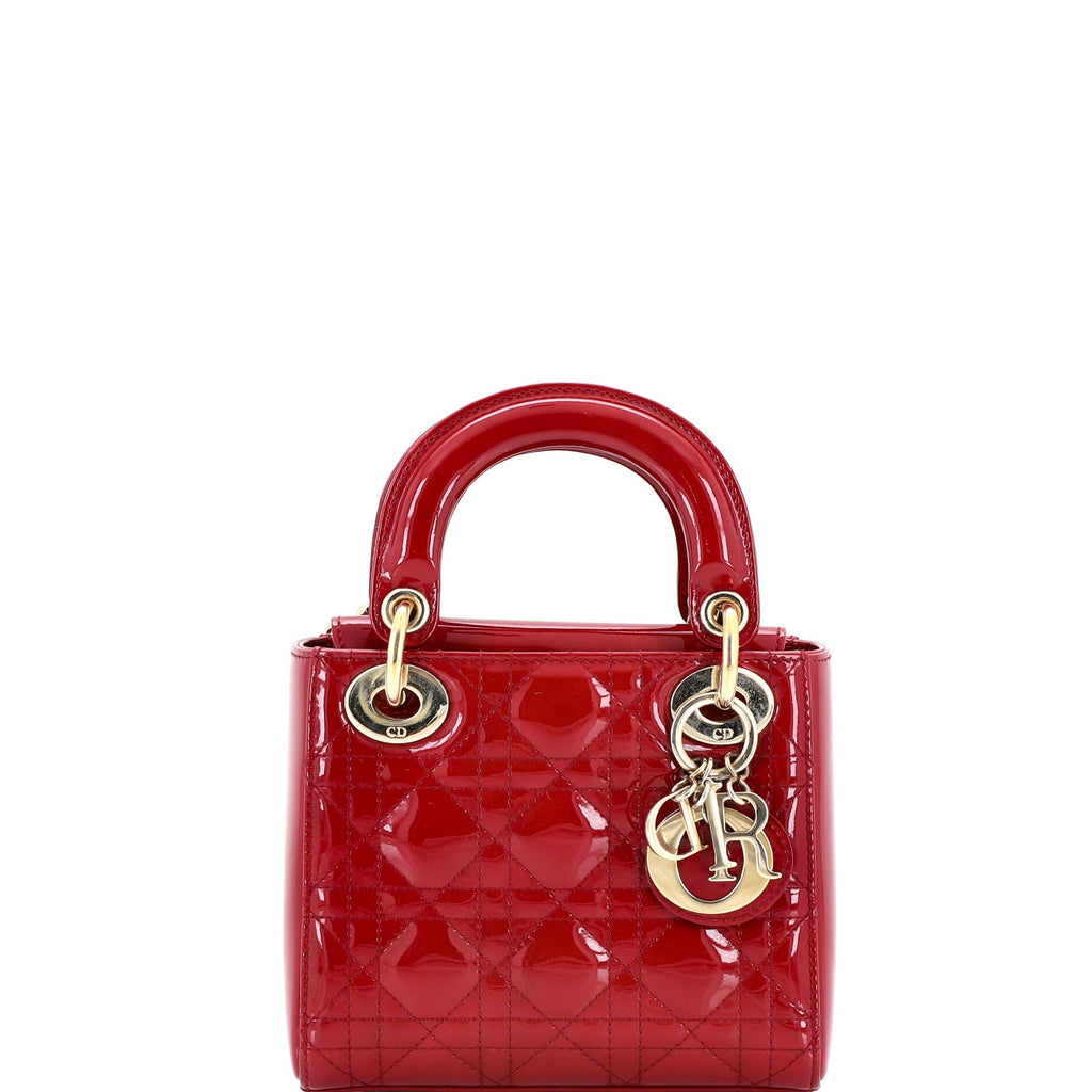 Lady Dior Chain Bag Cannage Quilt Patent Mini