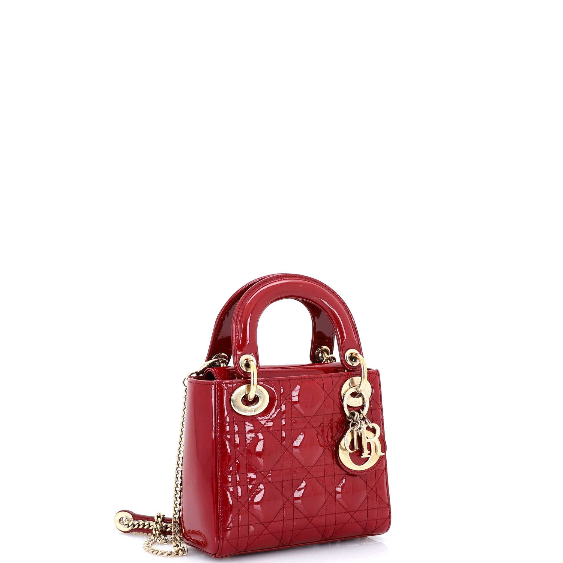 Lady Dior Chain Bag Cannage Quilt Patent Mini