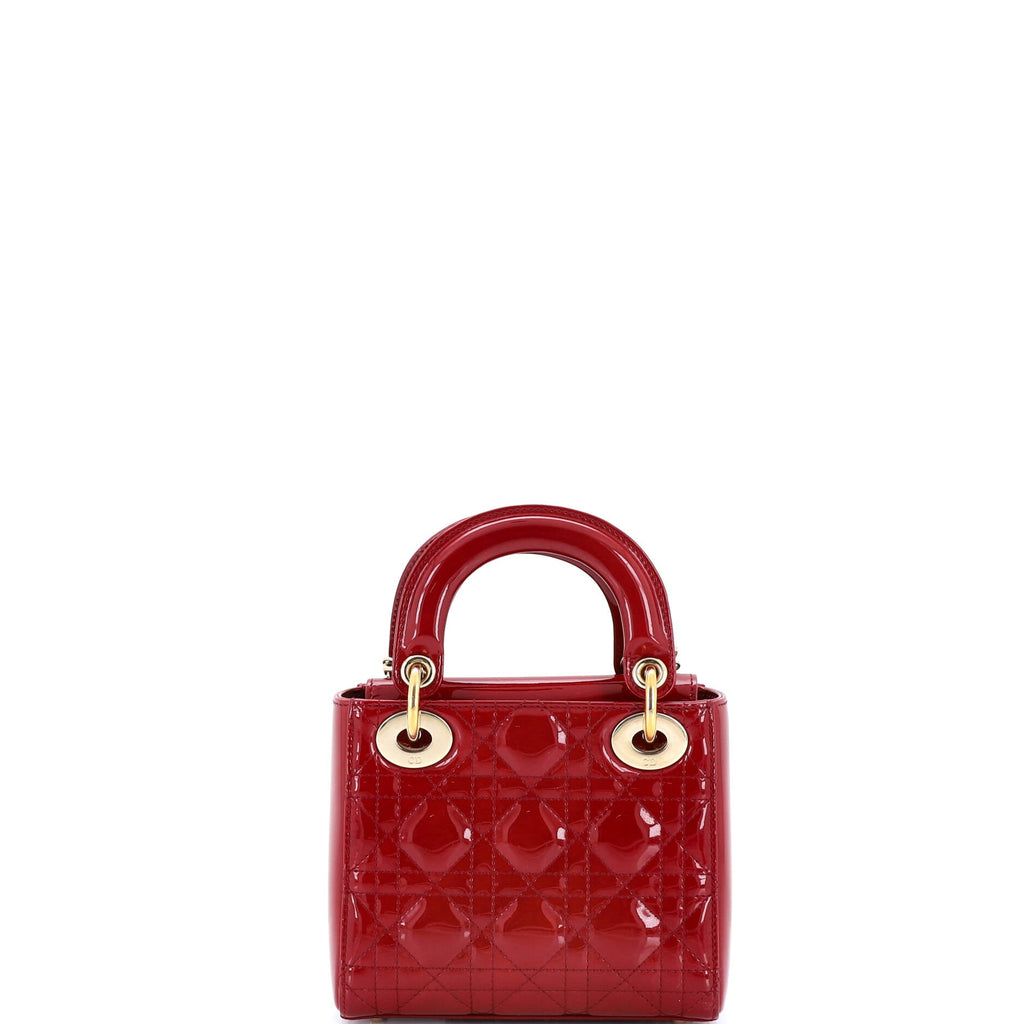 Lady Dior Chain Bag Cannage Quilt Patent Mini
