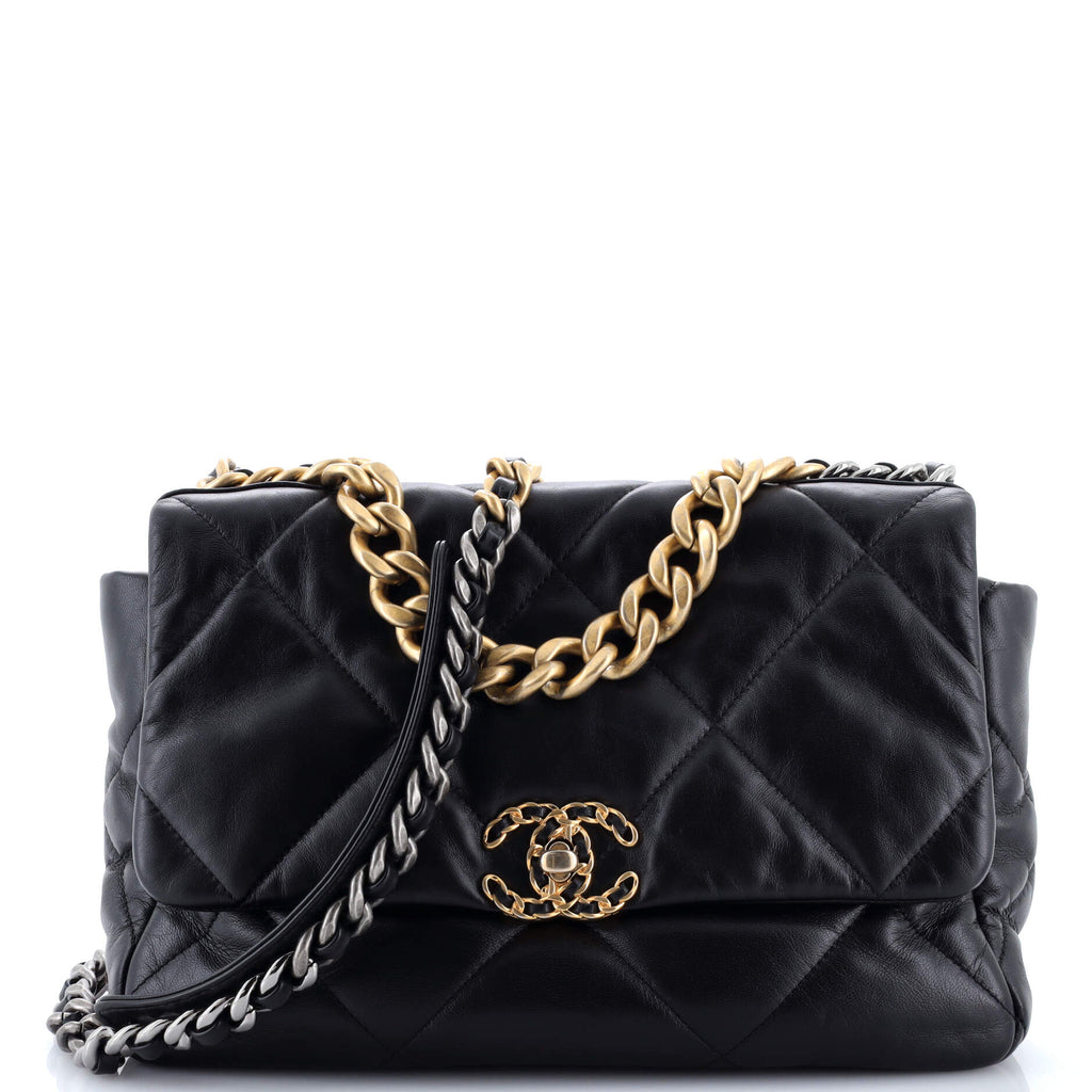 19 Flap Bag Quilted Leather Large