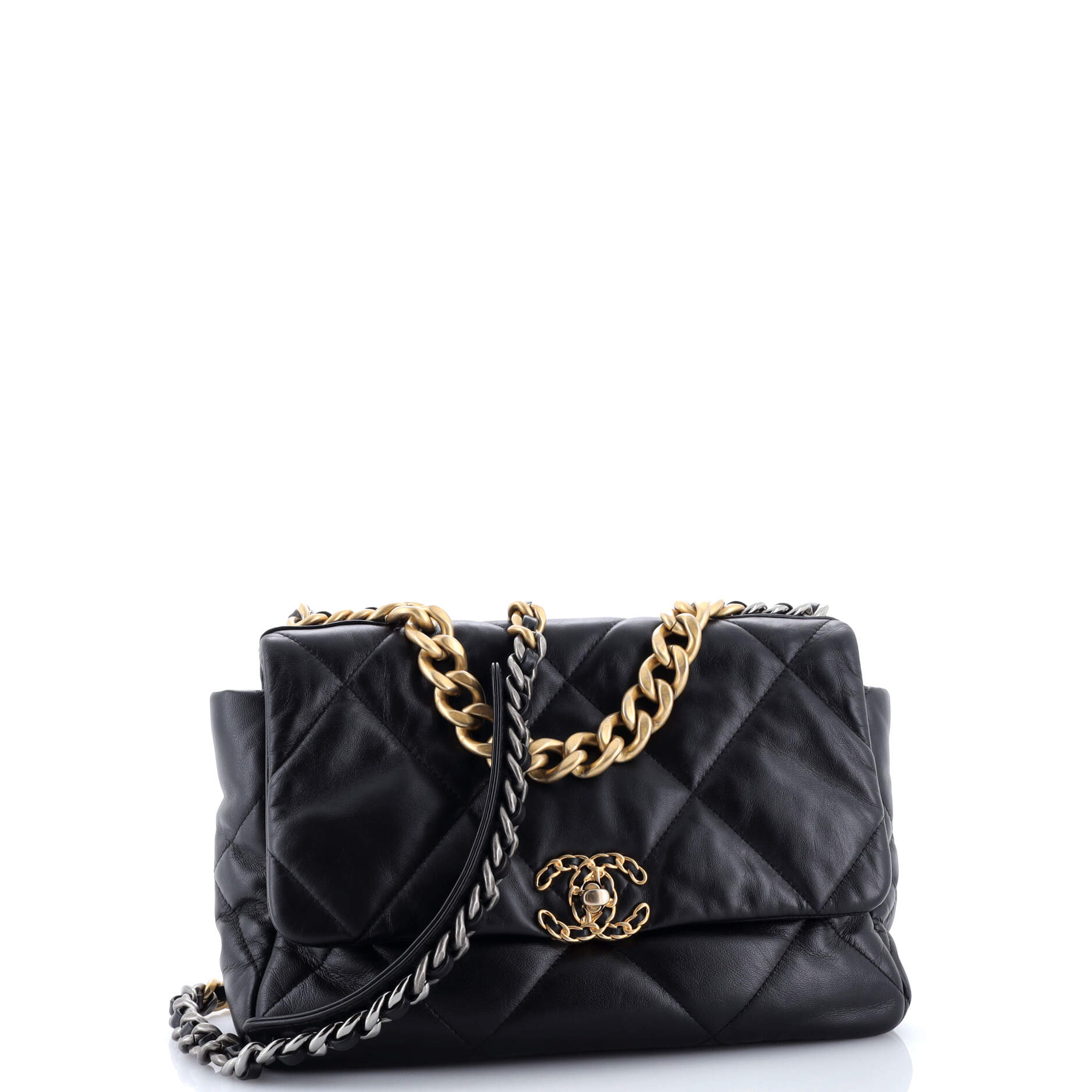19 Flap Bag Quilted Leather Large