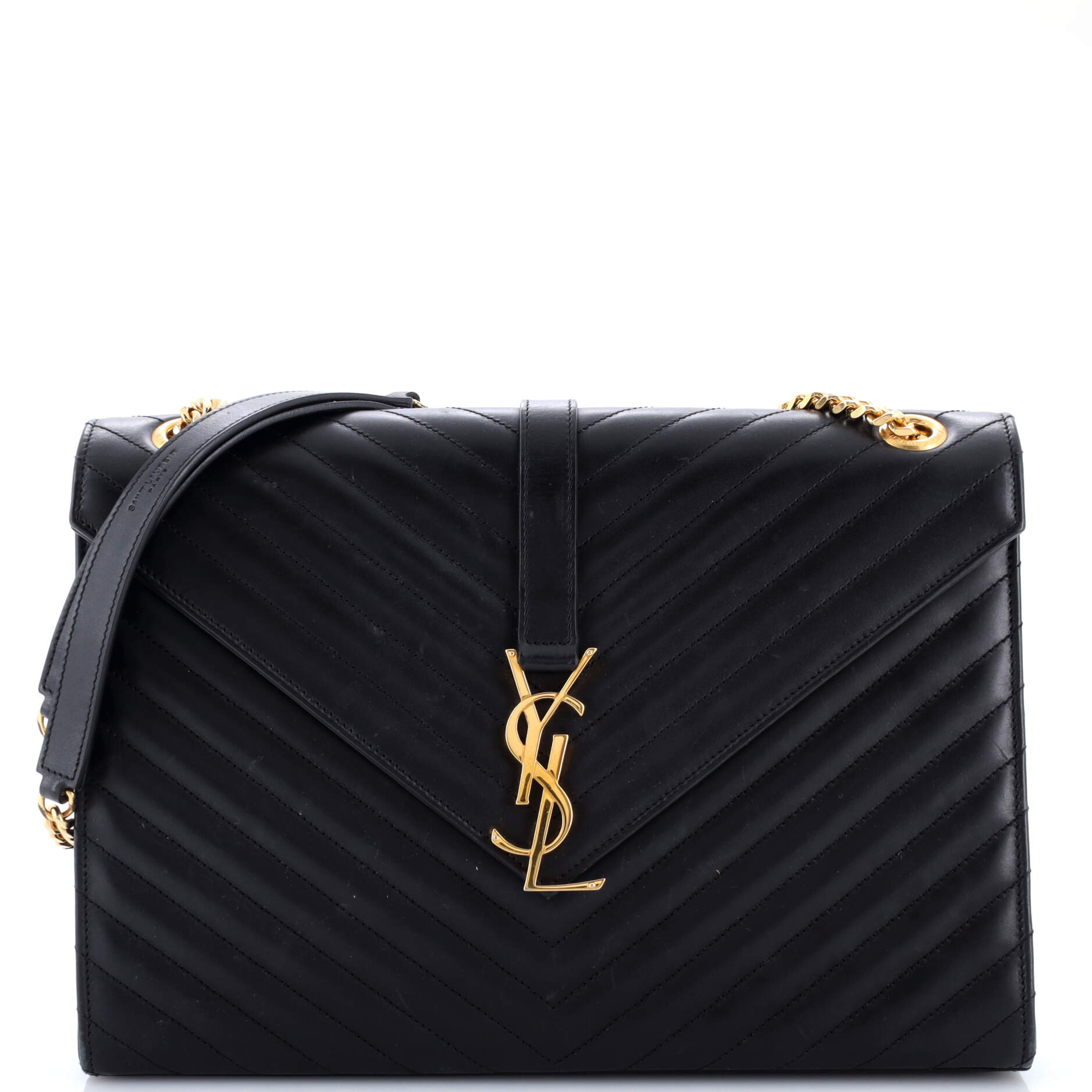 Classic Monogram Envelope Satchel Matelasse Chevron Leather Large