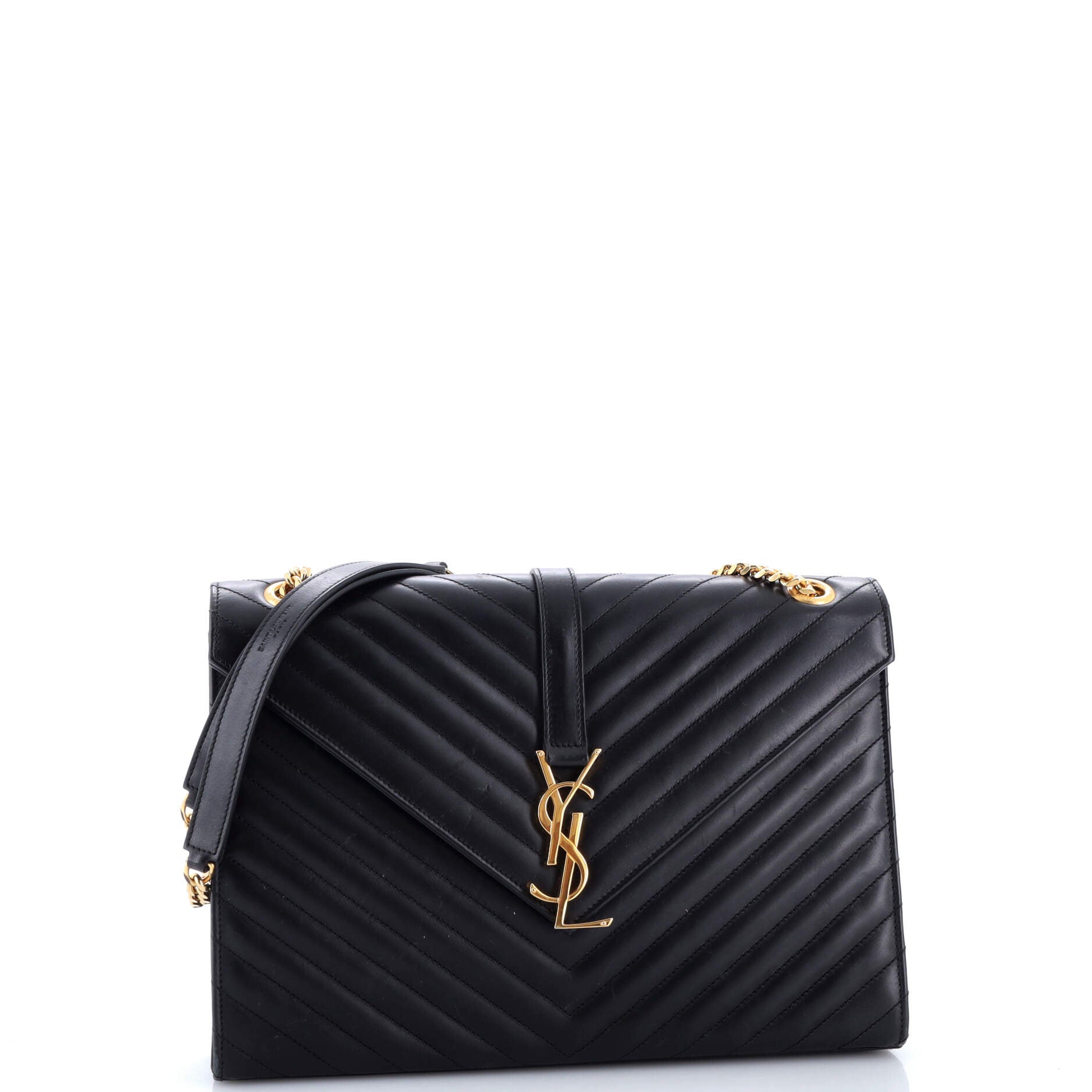 Classic Monogram Envelope Satchel Matelasse Chevron Leather Large