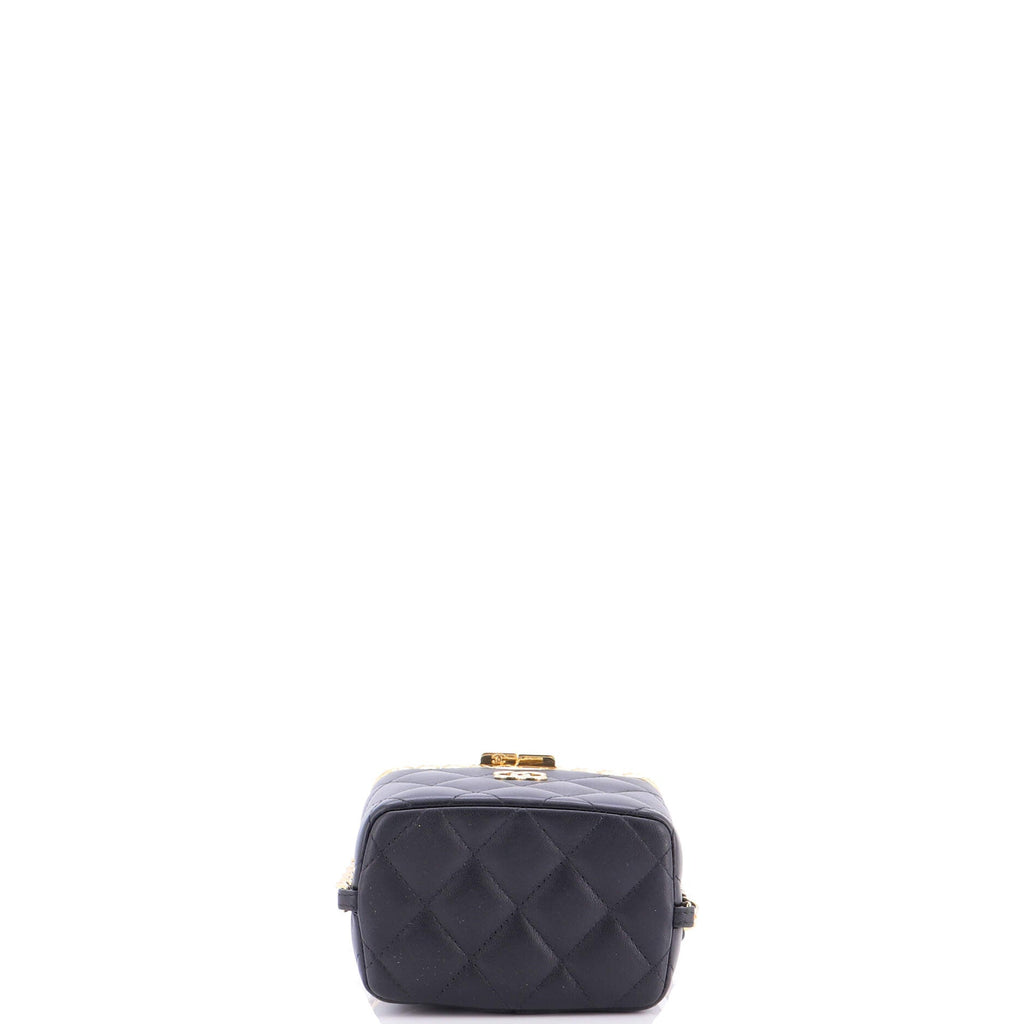 Lock Frame Vanity Case with Chain Quilted Lambskin Small