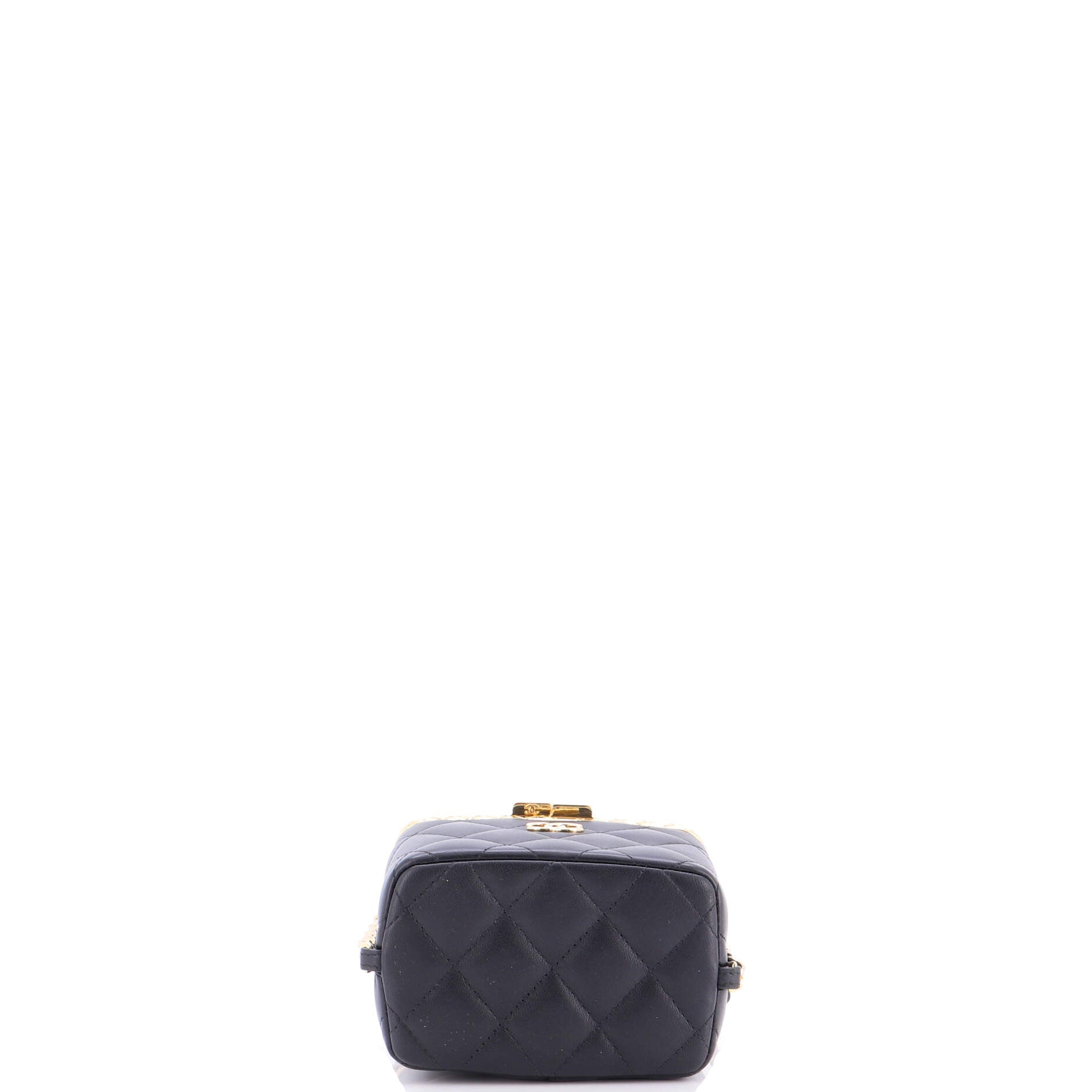 Lock Frame Vanity Case with Chain Quilted Lambskin Small