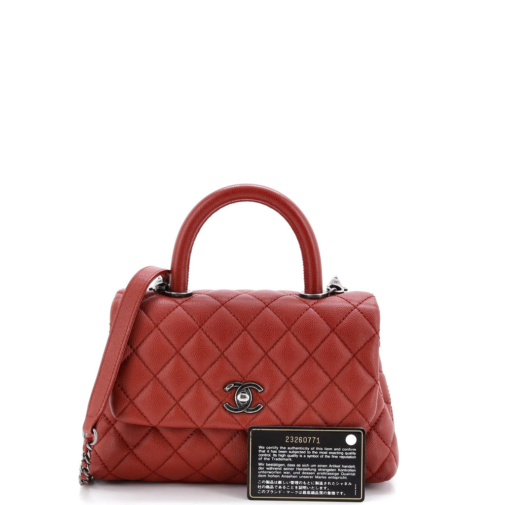 Coco Top Handle Bag Quilted Caviar Mini