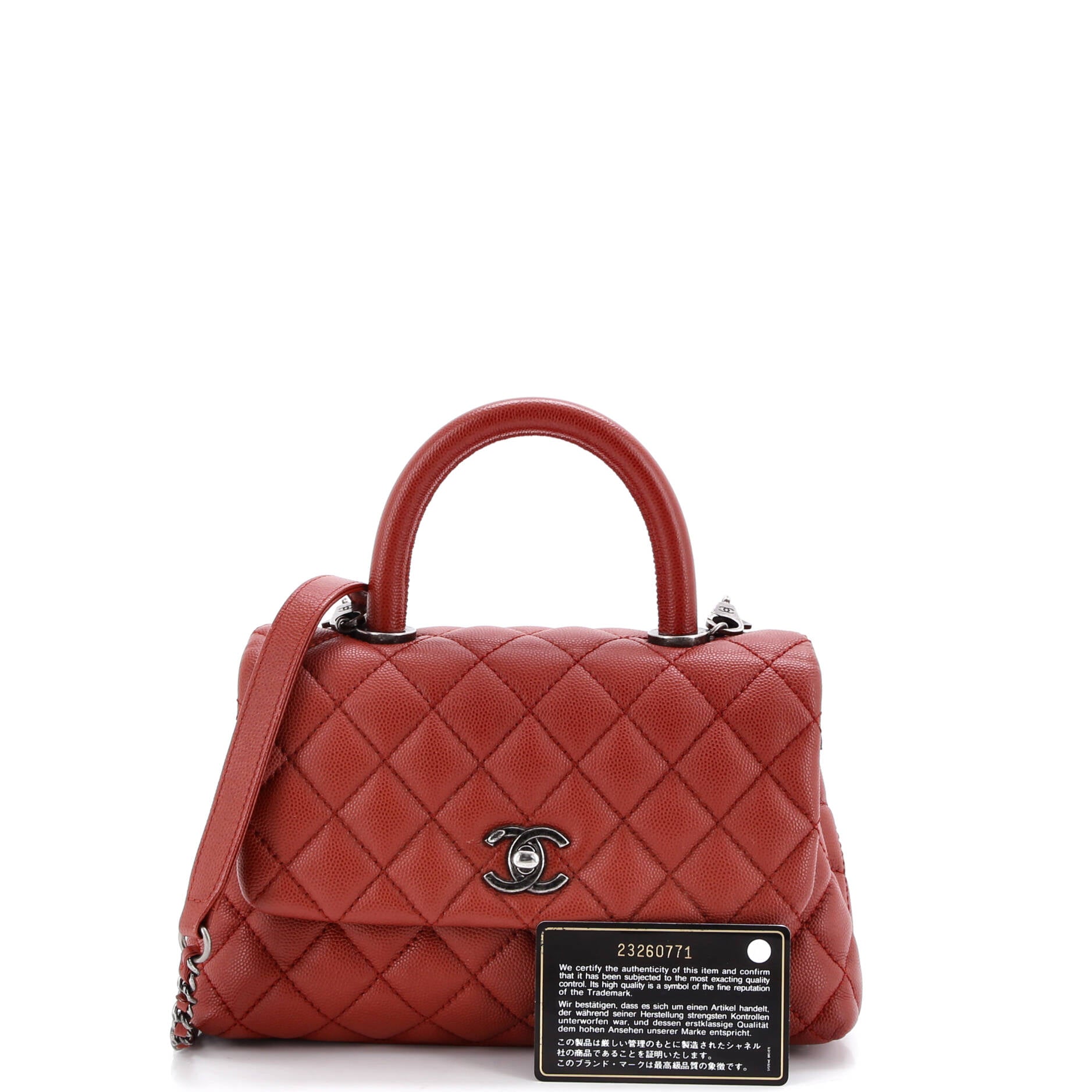 Coco Top Handle Bag Quilted Caviar Mini