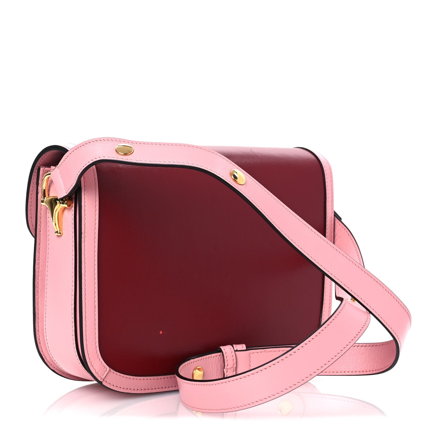 Azalea Calfskin Horsebit 1955 Shoulder Bag New Cherry Red Wild Rose