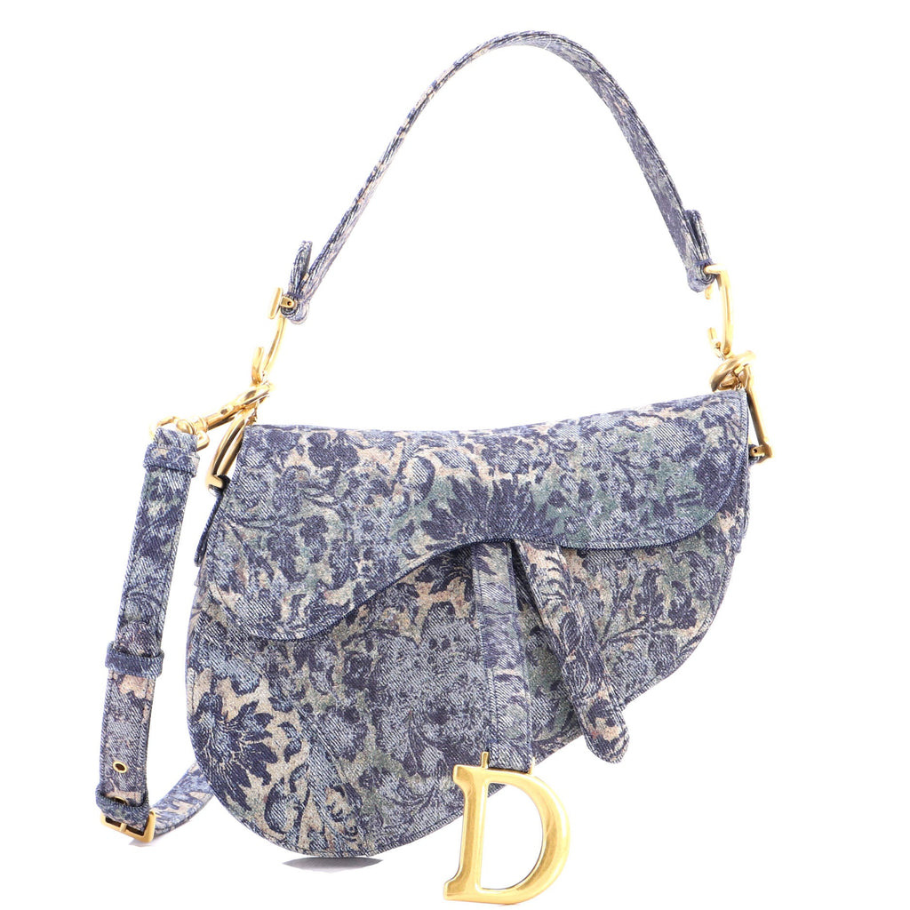 Saddle Handbag Printed Denim Medium