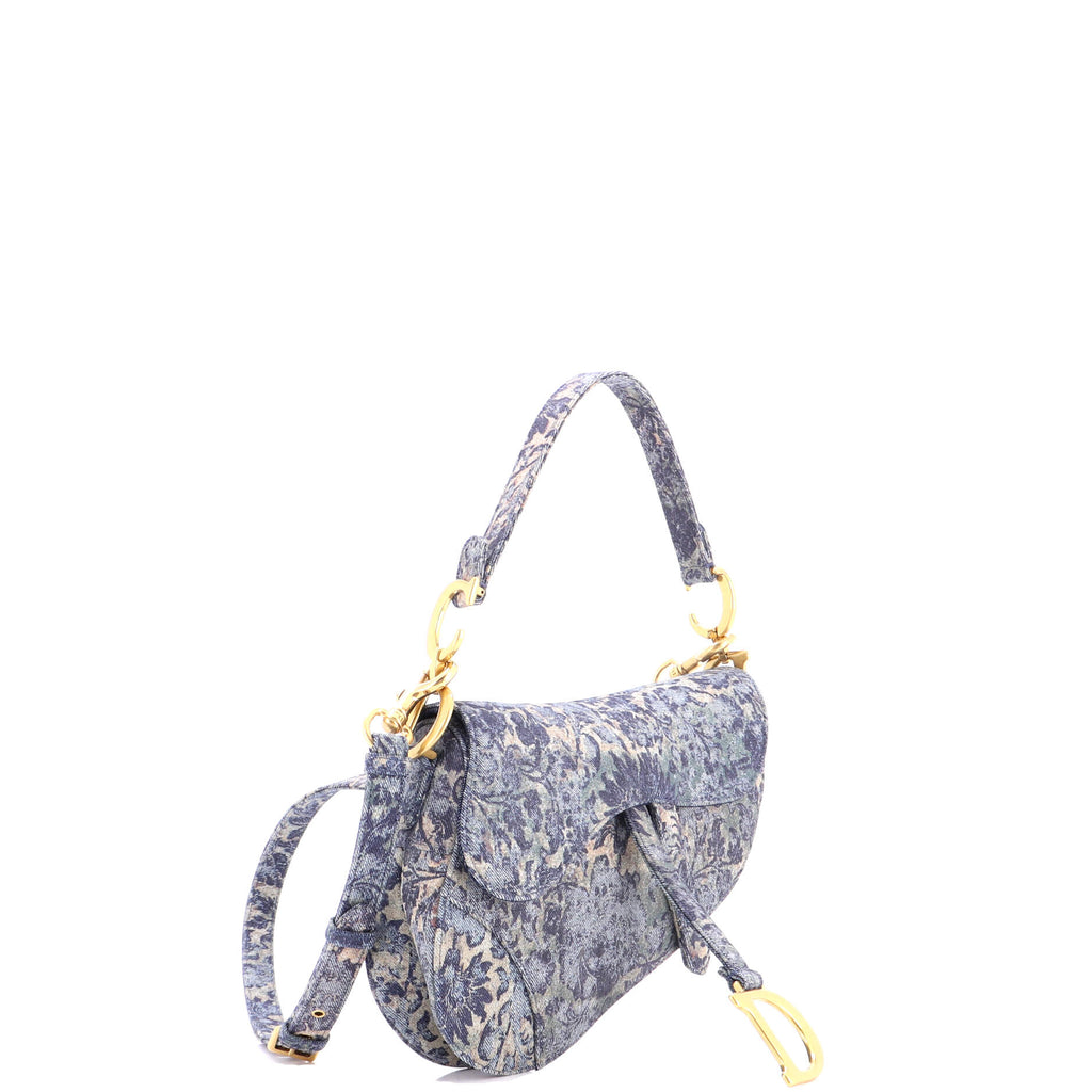 Saddle Handbag Printed Denim Medium