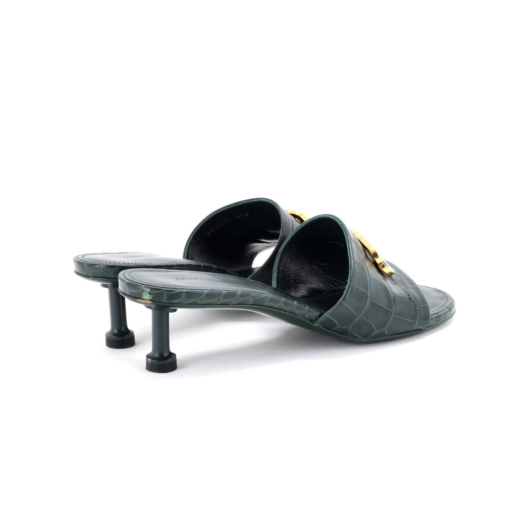 Women's BB Groupie Heeled Sandals Crocodile Embossed Leather