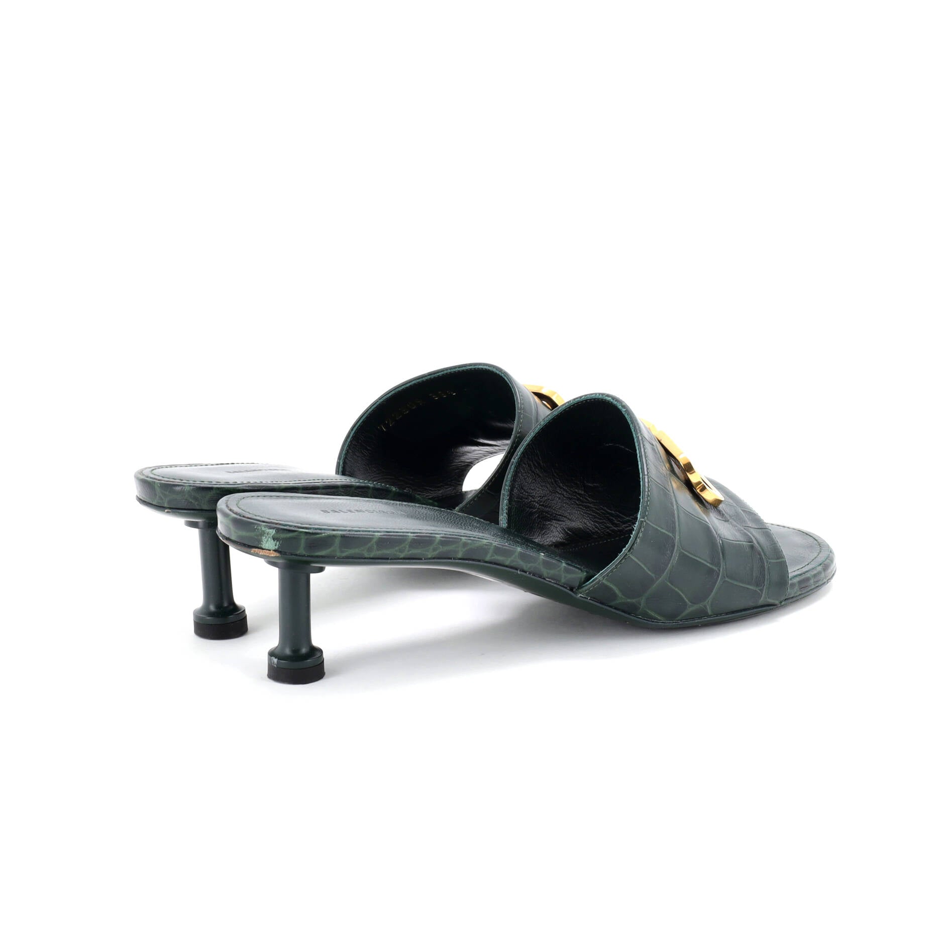 Women's BB Groupie Heeled Sandals Crocodile Embossed Leather