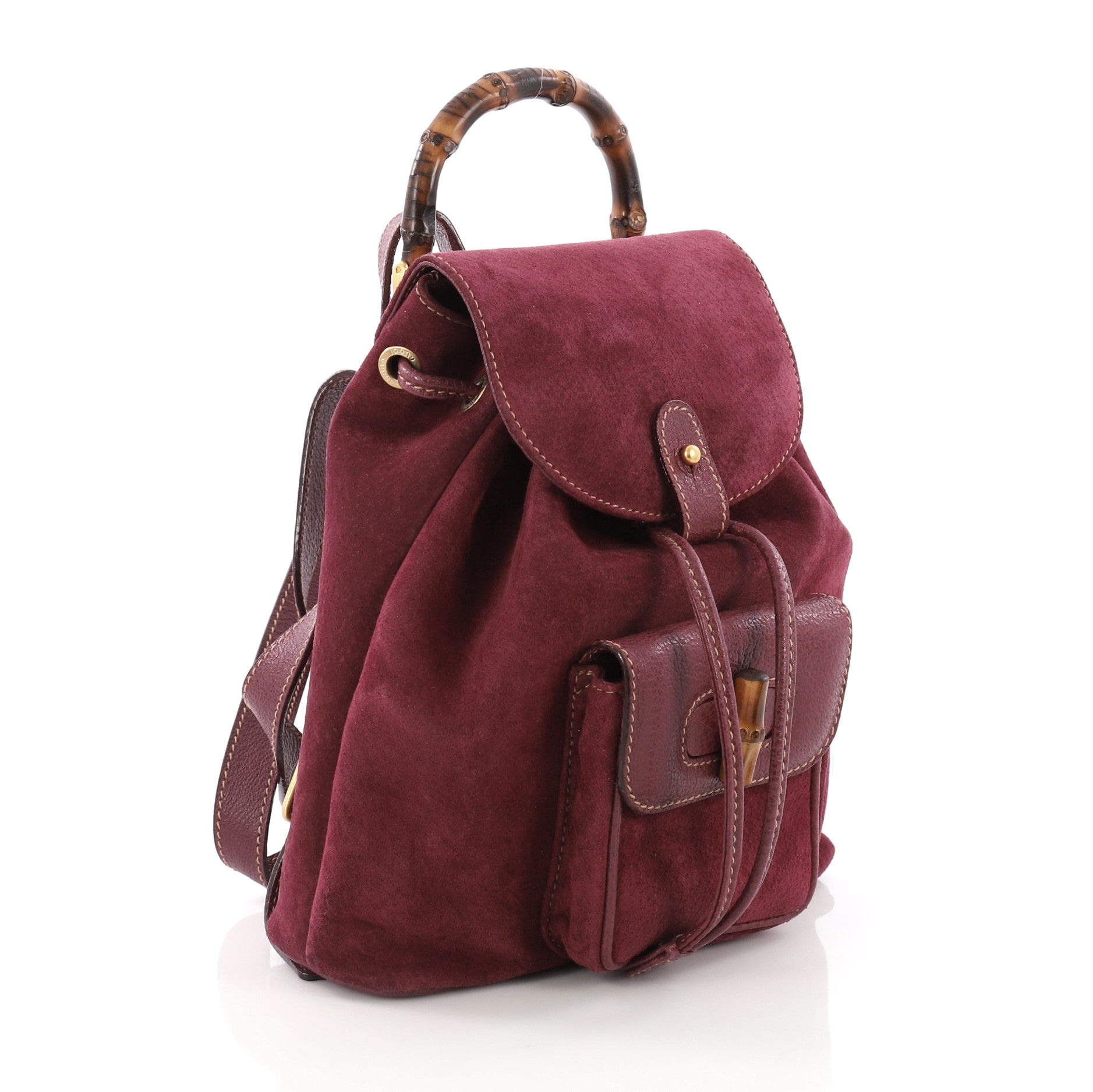 Vintage Bamboo Backpack Suede Mini