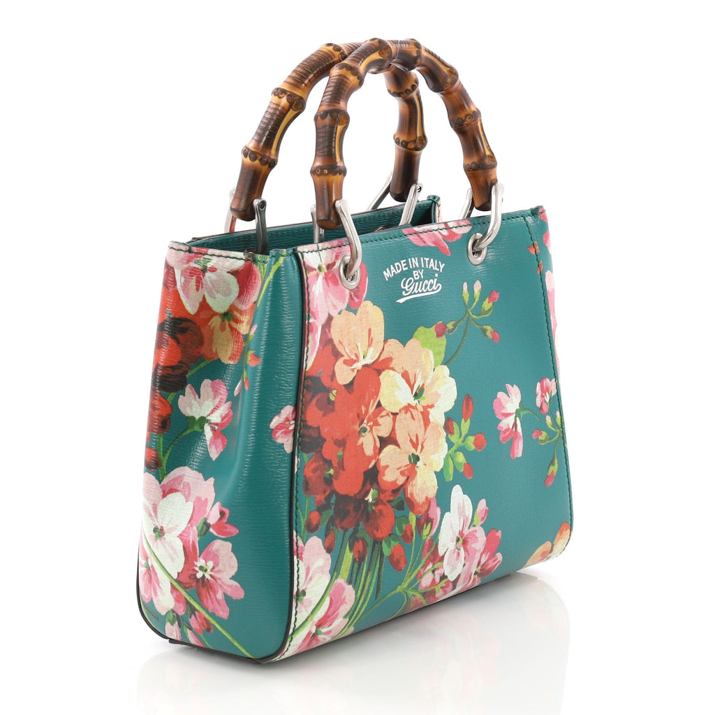 Bamboo Shopper Tote Blooms Print Leather Mini