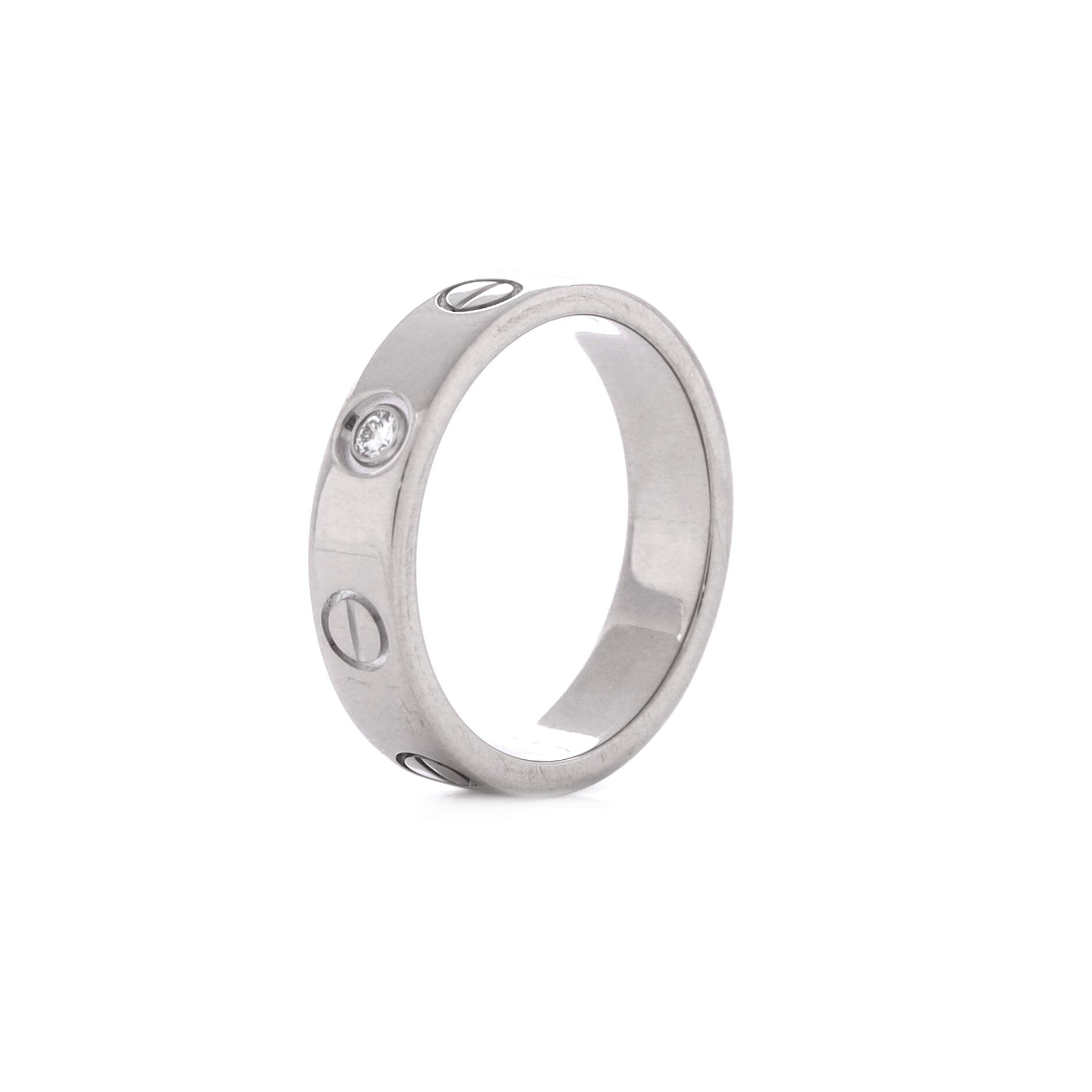 Love Wedding Band 1 Diamond Ring 18K White Gold with Diamond