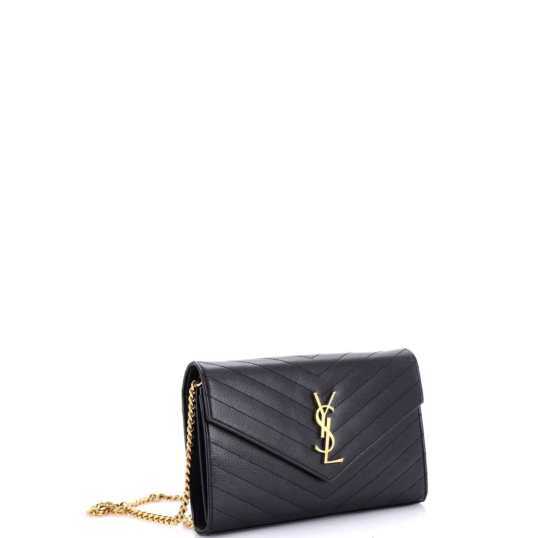 Classic Monogram Wallet on Chain Matelasse Chevron Leather Medium