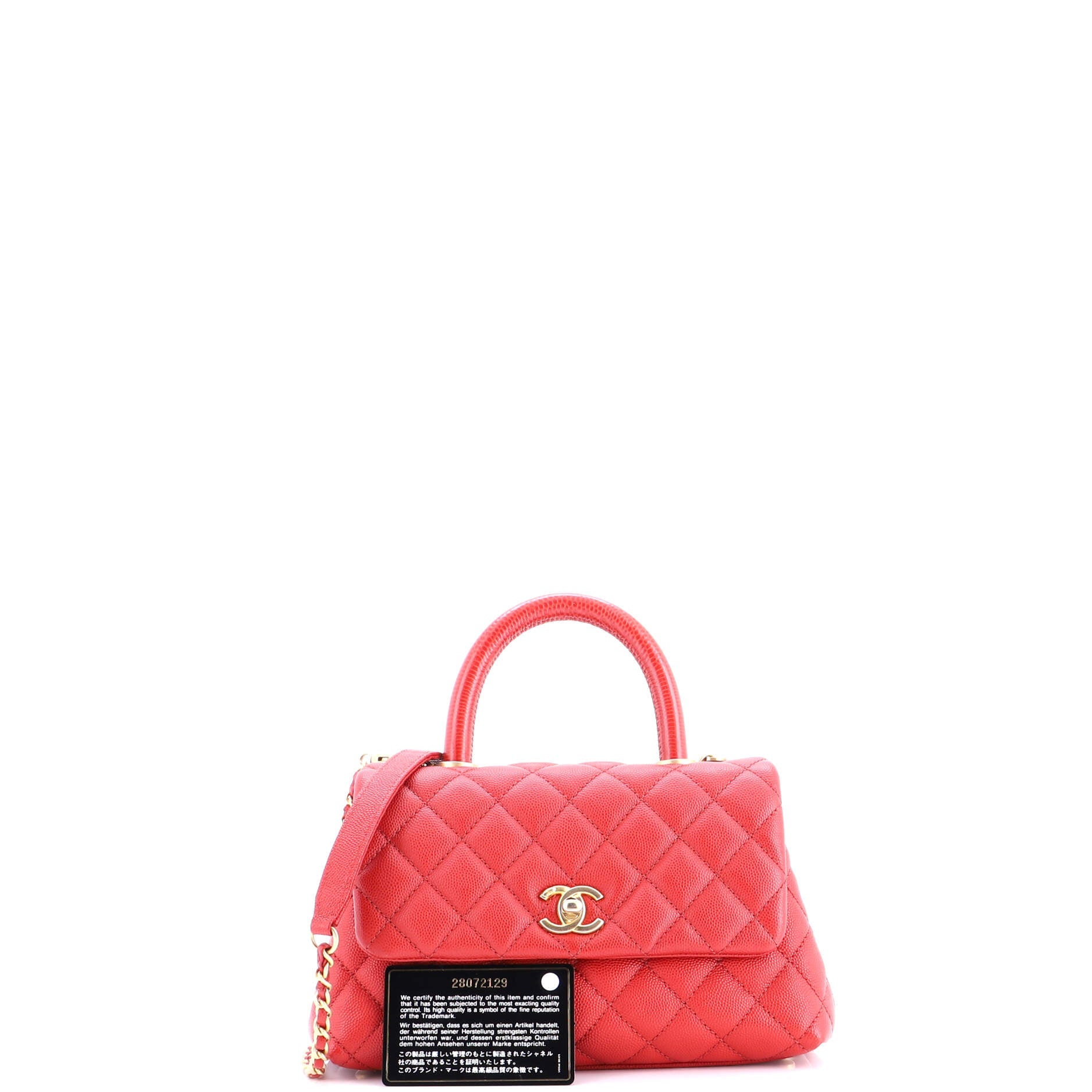 Coco Top Handle Bag Quilted Caviar with Lizard Mini
