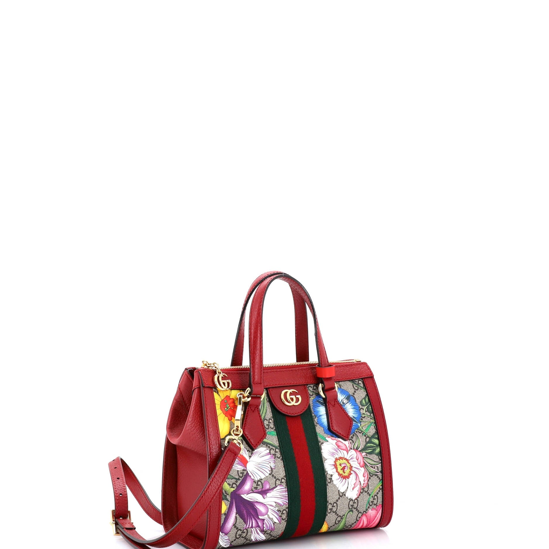 Ophidia Top Handle Tote Flora GG Coated Canvas Small