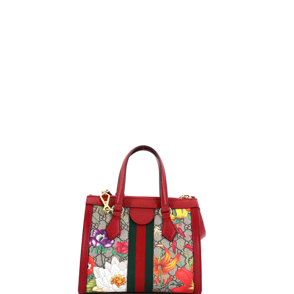 Ophidia Top Handle Tote Flora GG Coated Canvas Small