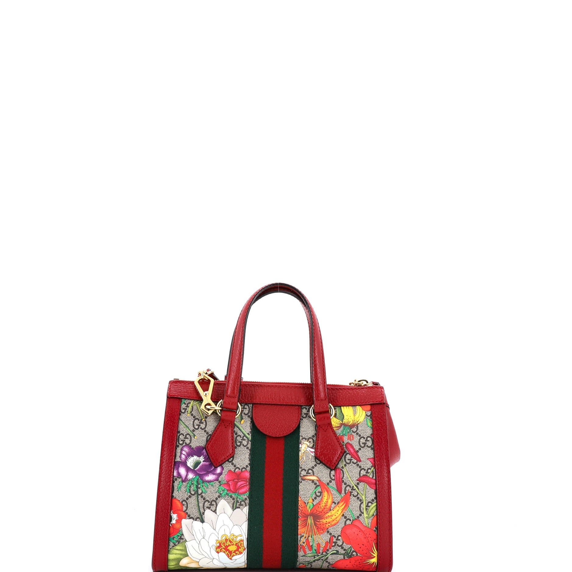 Ophidia Top Handle Tote Flora GG Coated Canvas Small