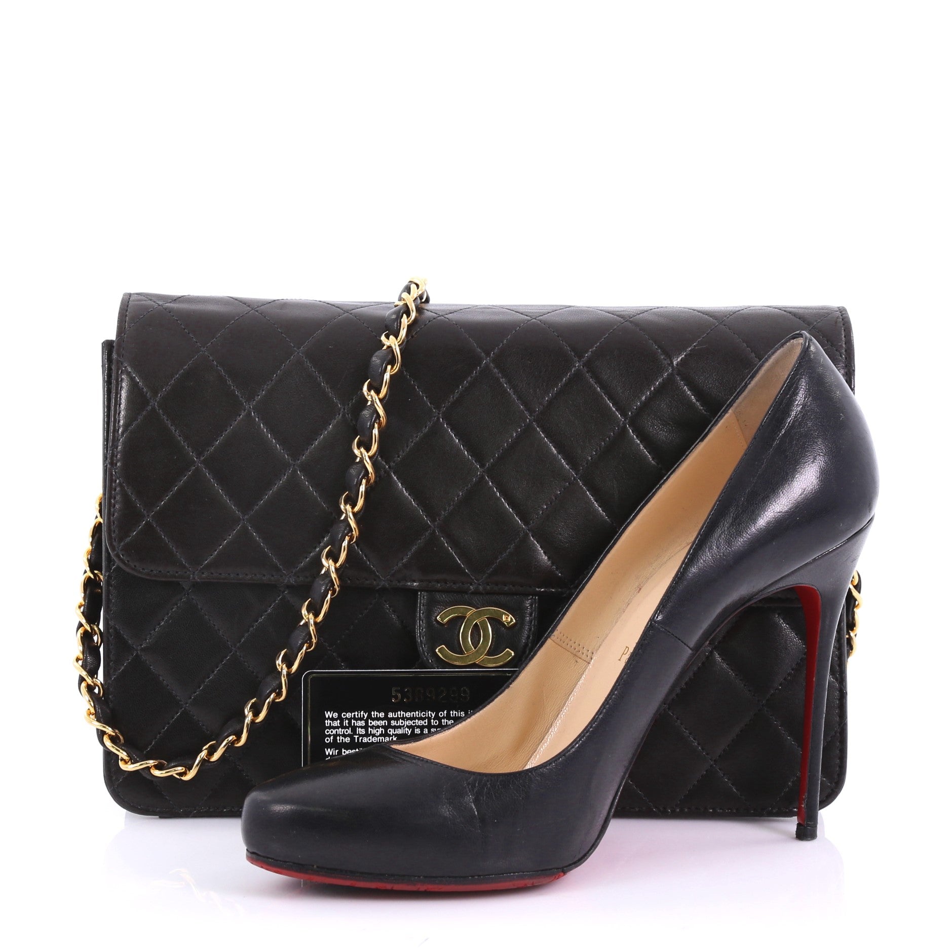 Vintage Clutch with Chain Quilted Leather Medium