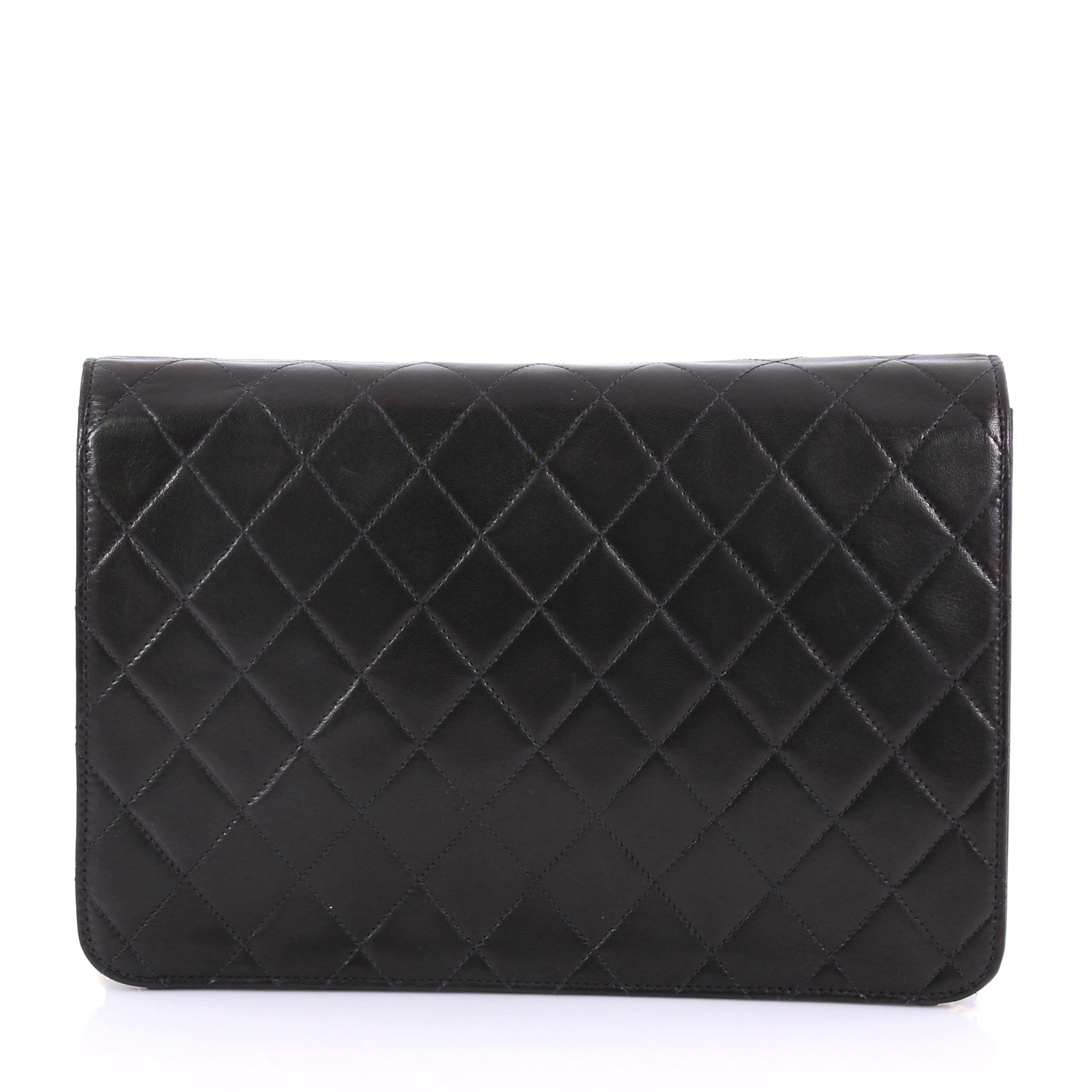 Vintage Clutch with Chain Quilted Leather Medium