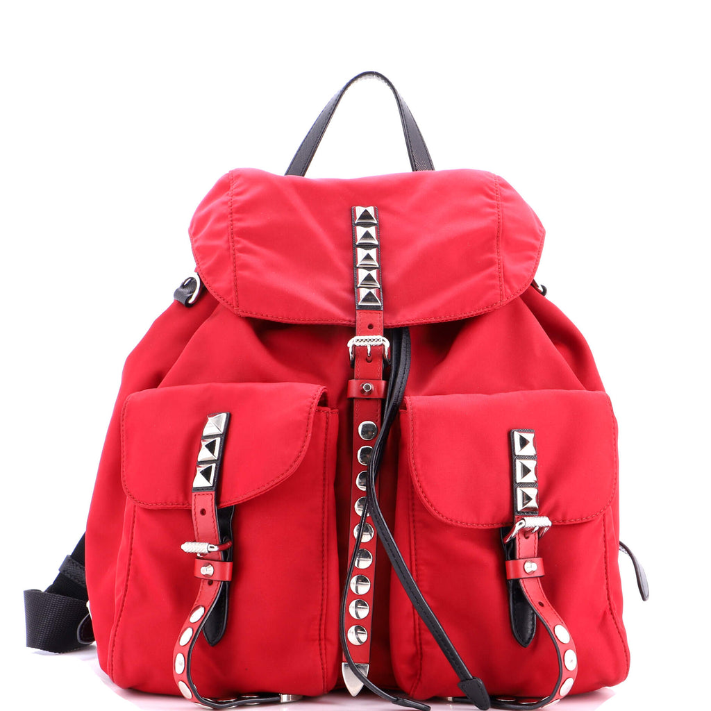 New Vela Backpack Tessuto with Studded Leather