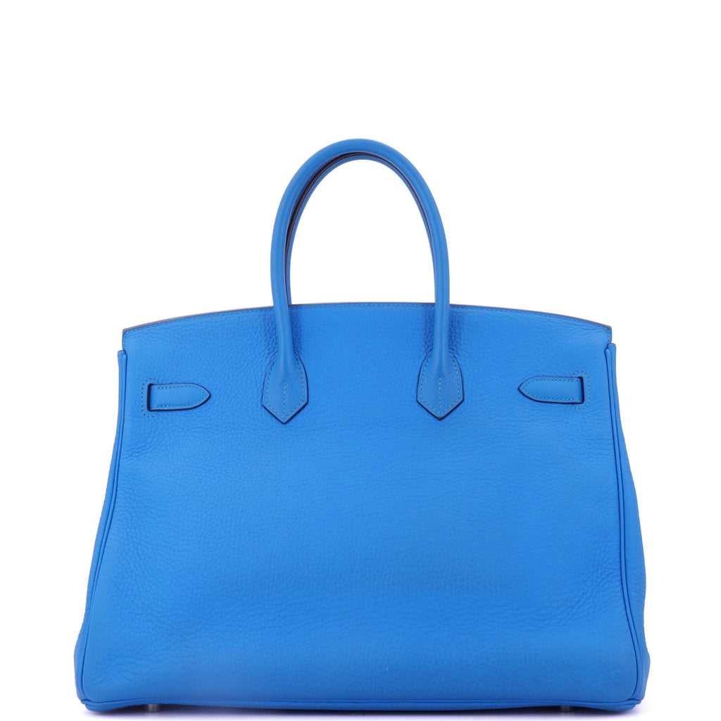 Birkin Handbag Bleu Hydra Togo with Palladium Hardware 35