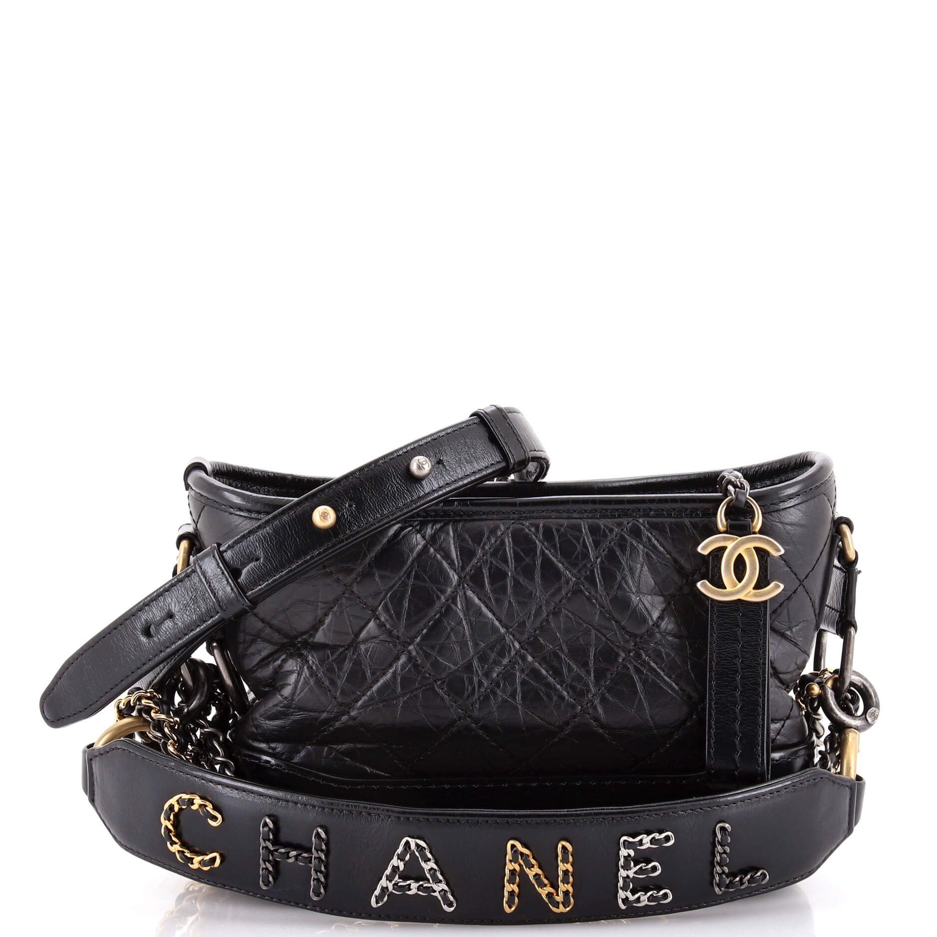 Gabrielle Hobo with Logo Handle Quilted Aged Calfskin Medium
