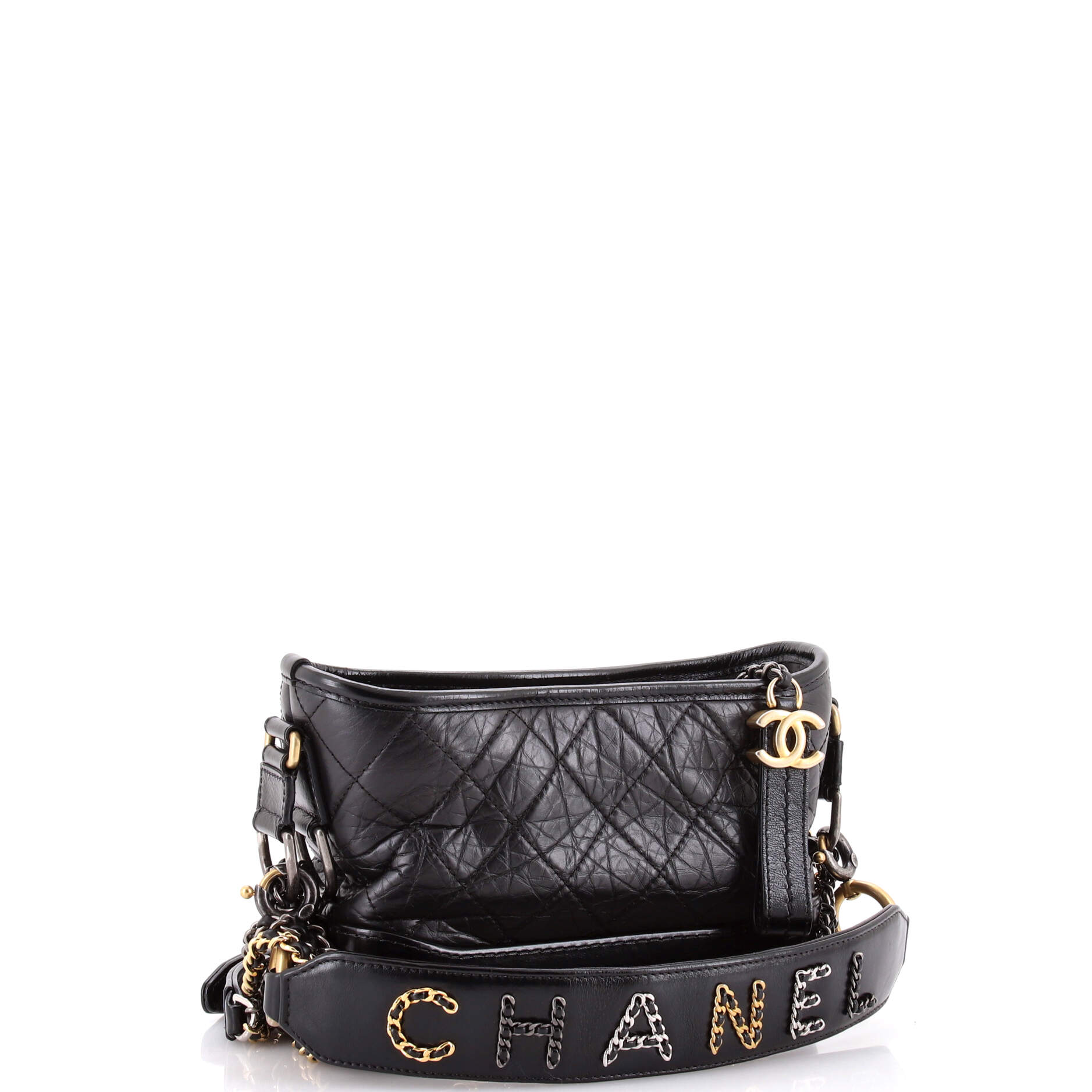 Gabrielle Hobo with Logo Handle Quilted Aged Calfskin Medium