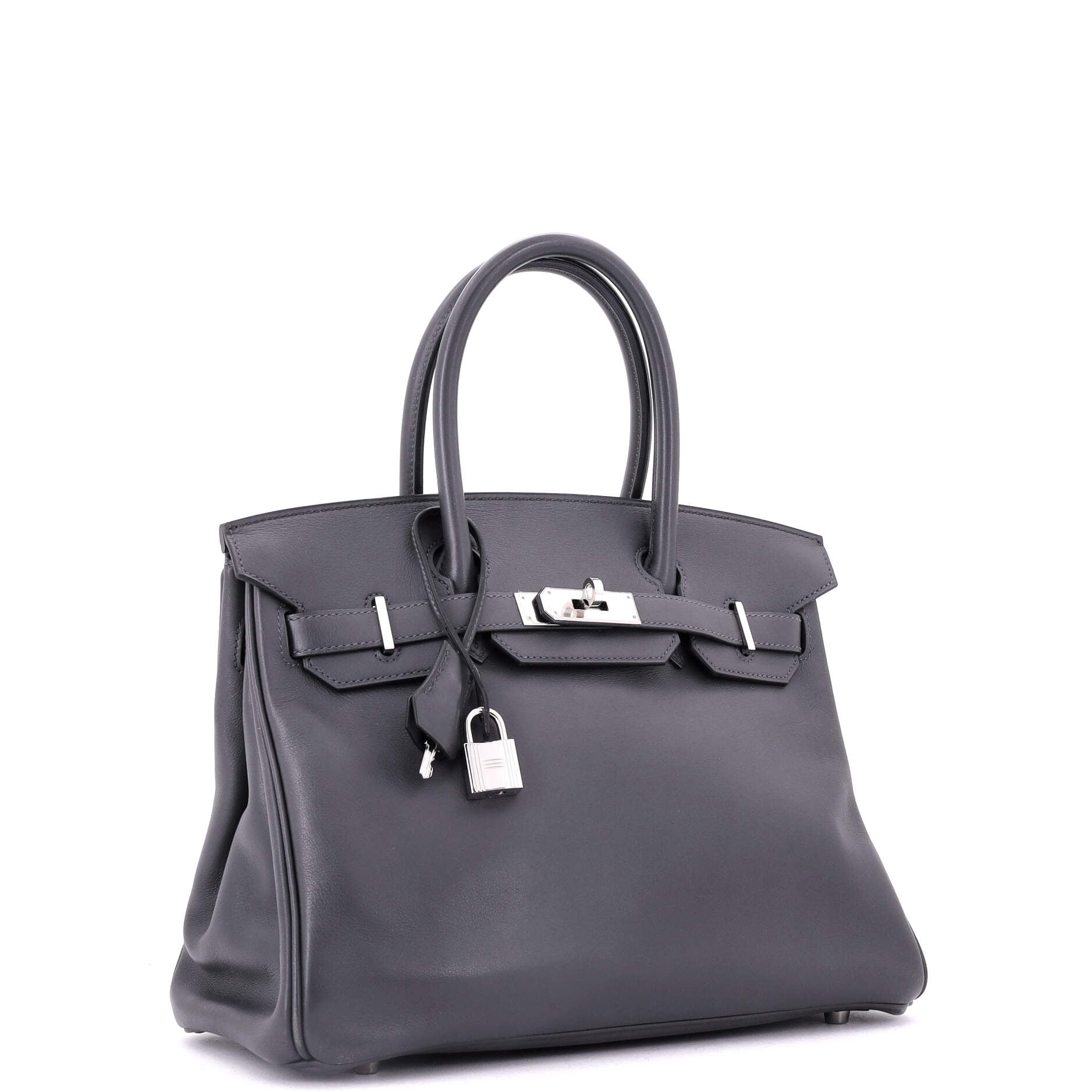 Birkin Handbag Grey Swift with Palladium Hardware 30