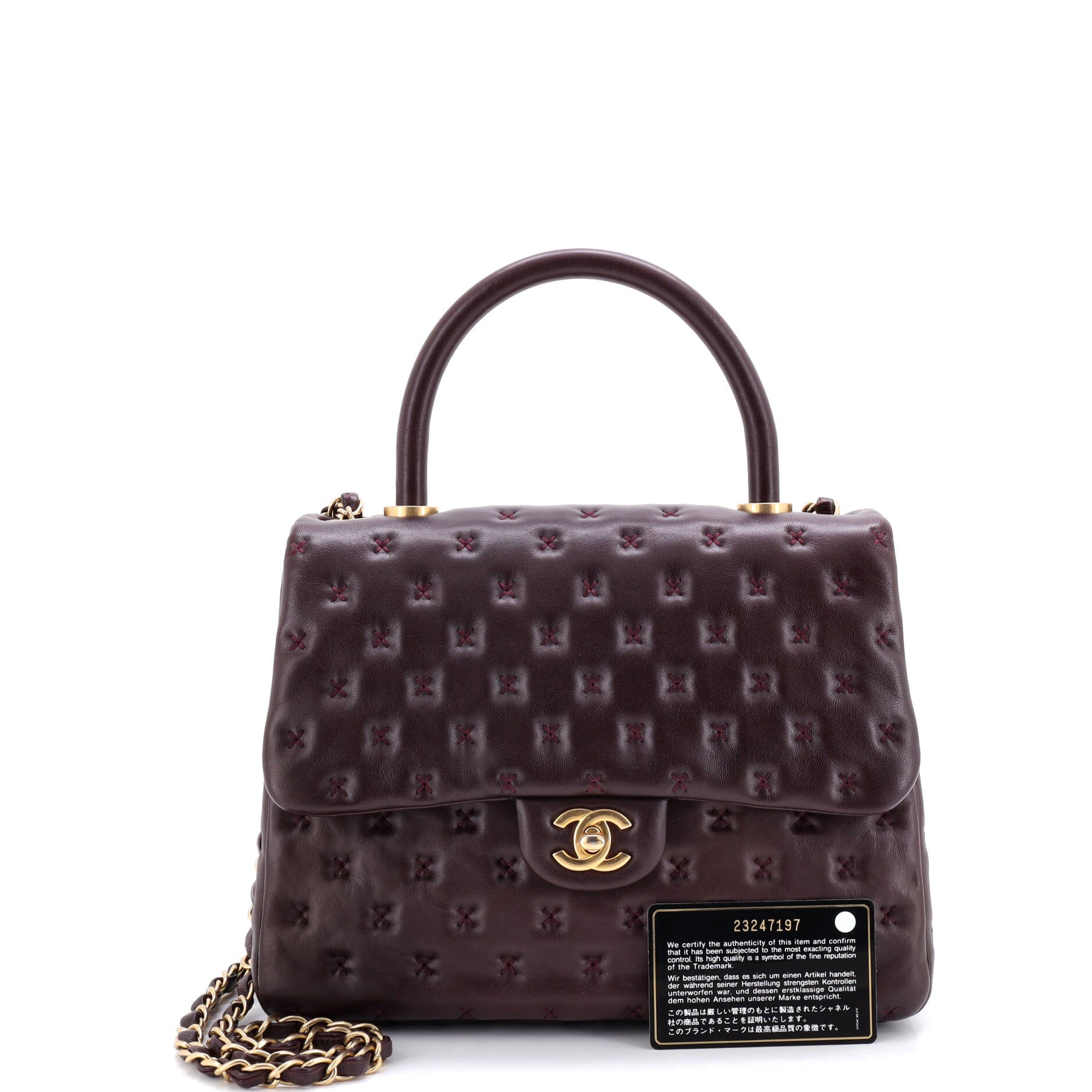 Paris-Rome Coco Top Handle Bag Cross Stitch Lambskin Medium