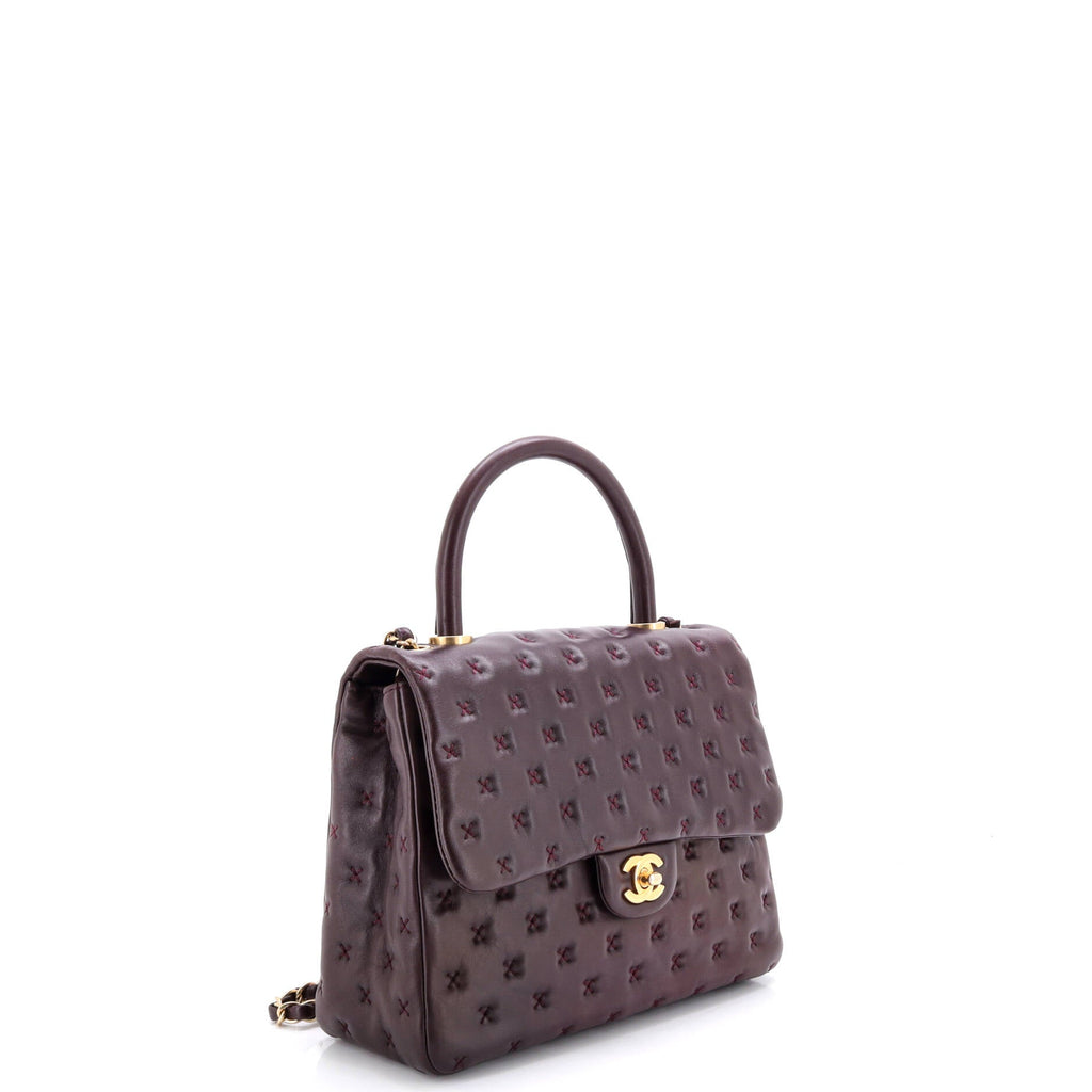 Paris-Rome Coco Top Handle Bag Cross Stitch Lambskin Medium