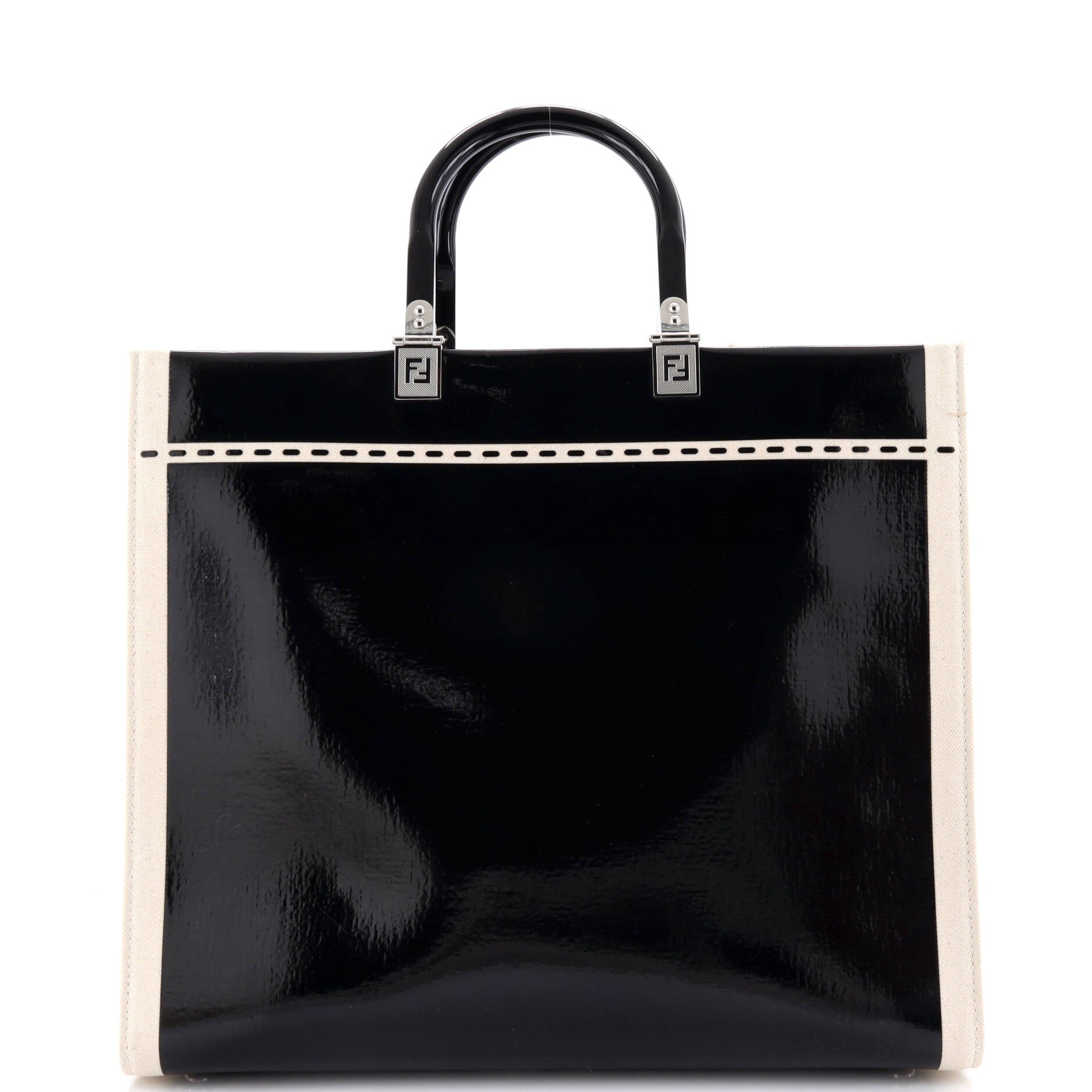 Sunshine Shopper Tote Patent with Canvas Medium