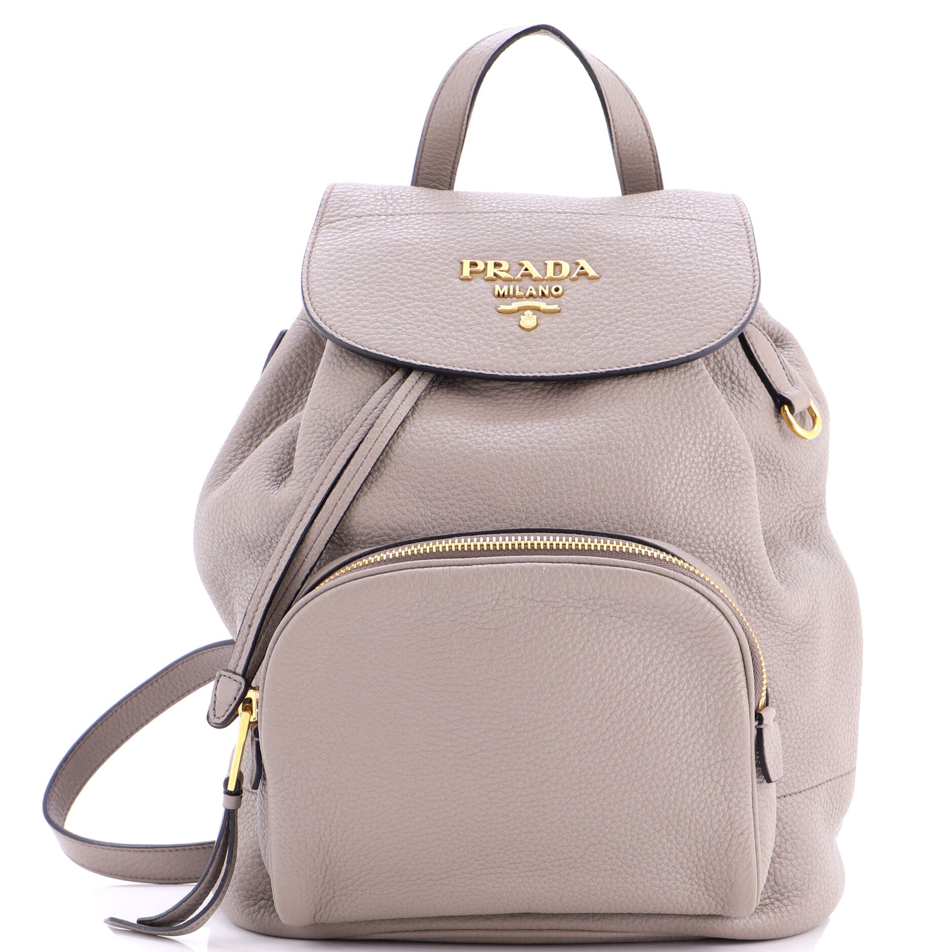 Front Pocket Drawstring Backpack Vitello Daino Medium