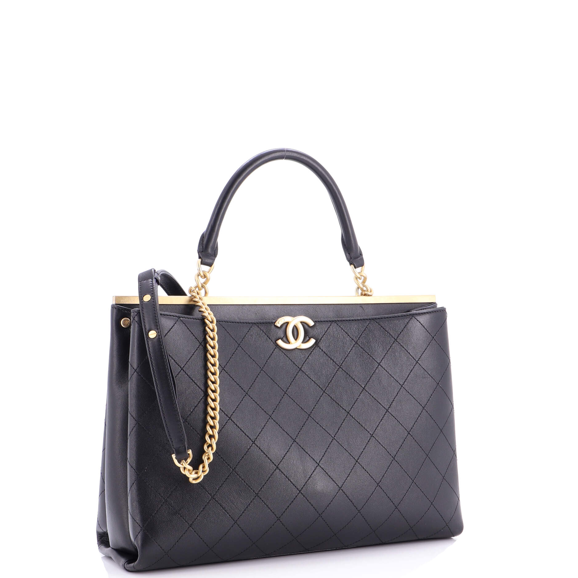 Coco Luxe Shopping Tote Quilted Calfskin Large