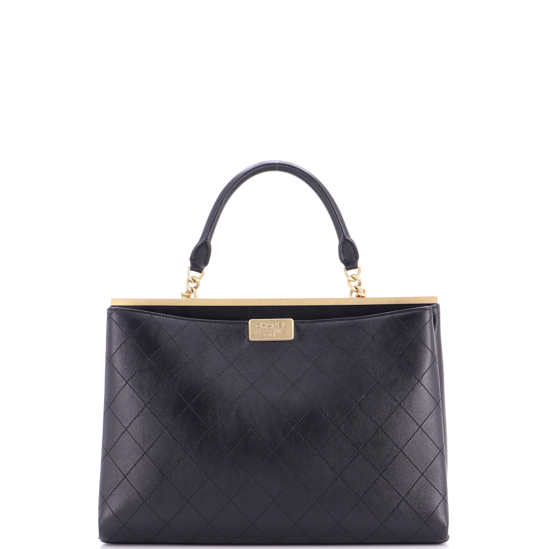 Coco Luxe Shopping Tote Quilted Calfskin Large