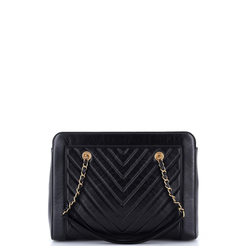CC Chain Shopping Tote Chevron Calfskin Medium